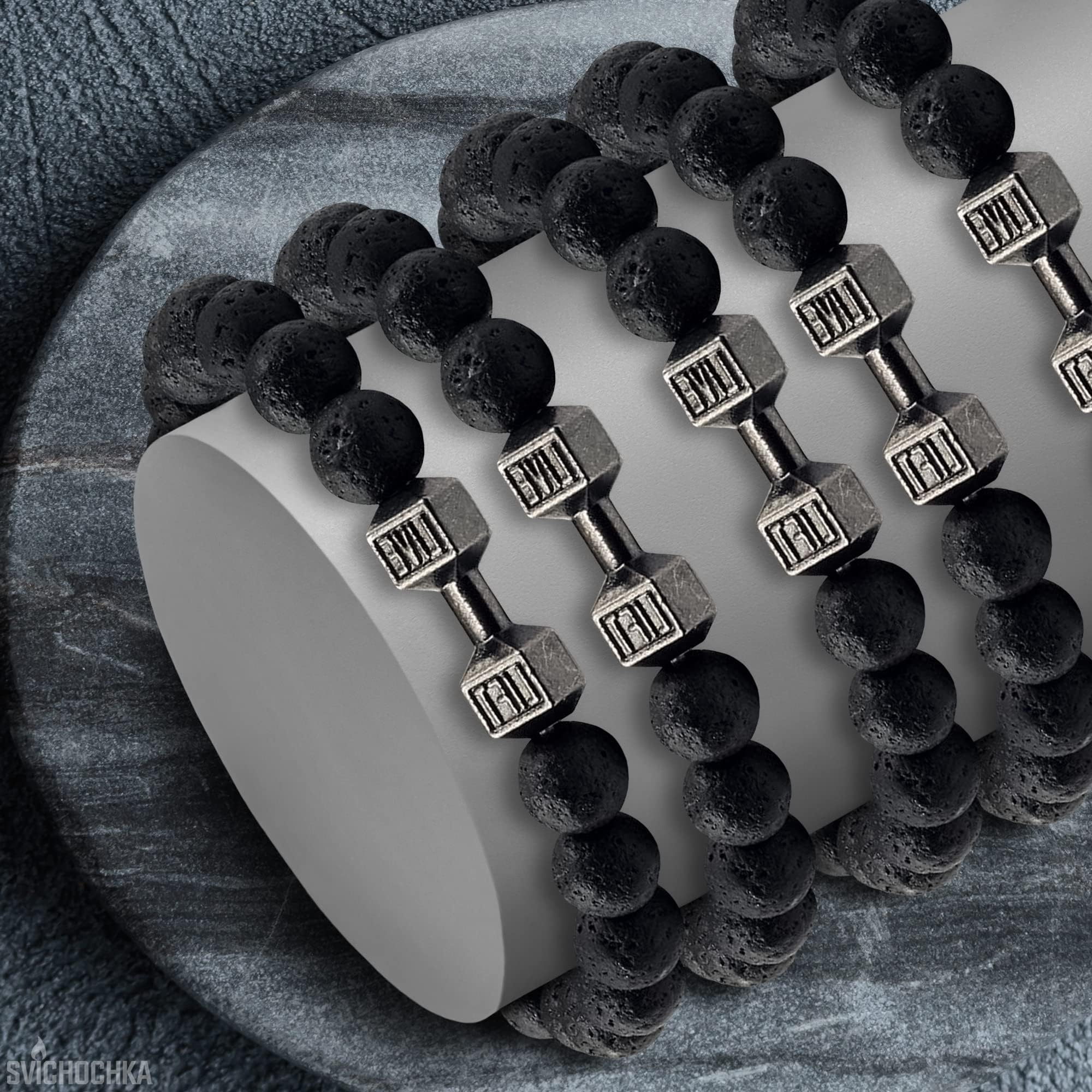 Lava Rock Bracelets for Men - 8mm Beaded Bracelets for Men Trendy Lava Rock Bracelet for Men Matching Bracelets Men Beaded Bracelet - Mens Bracelet Pack Bead Bracelet Men Women Dumbbell Bracelet