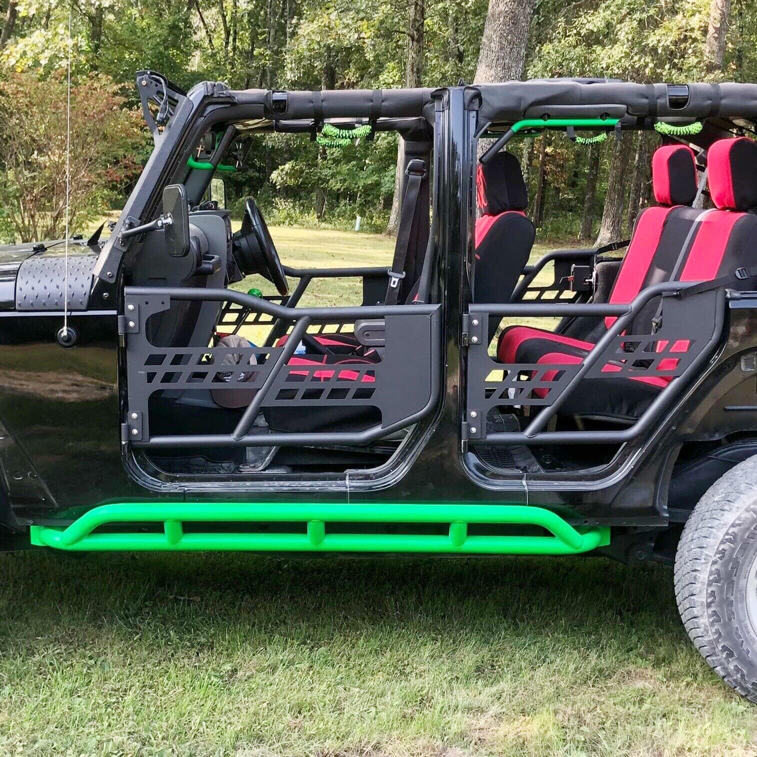ECOTRIC 4-Door Set Off Road Front & Rear Tubular Doors Compatible with 2007-2018 Jeep Wrangler JK