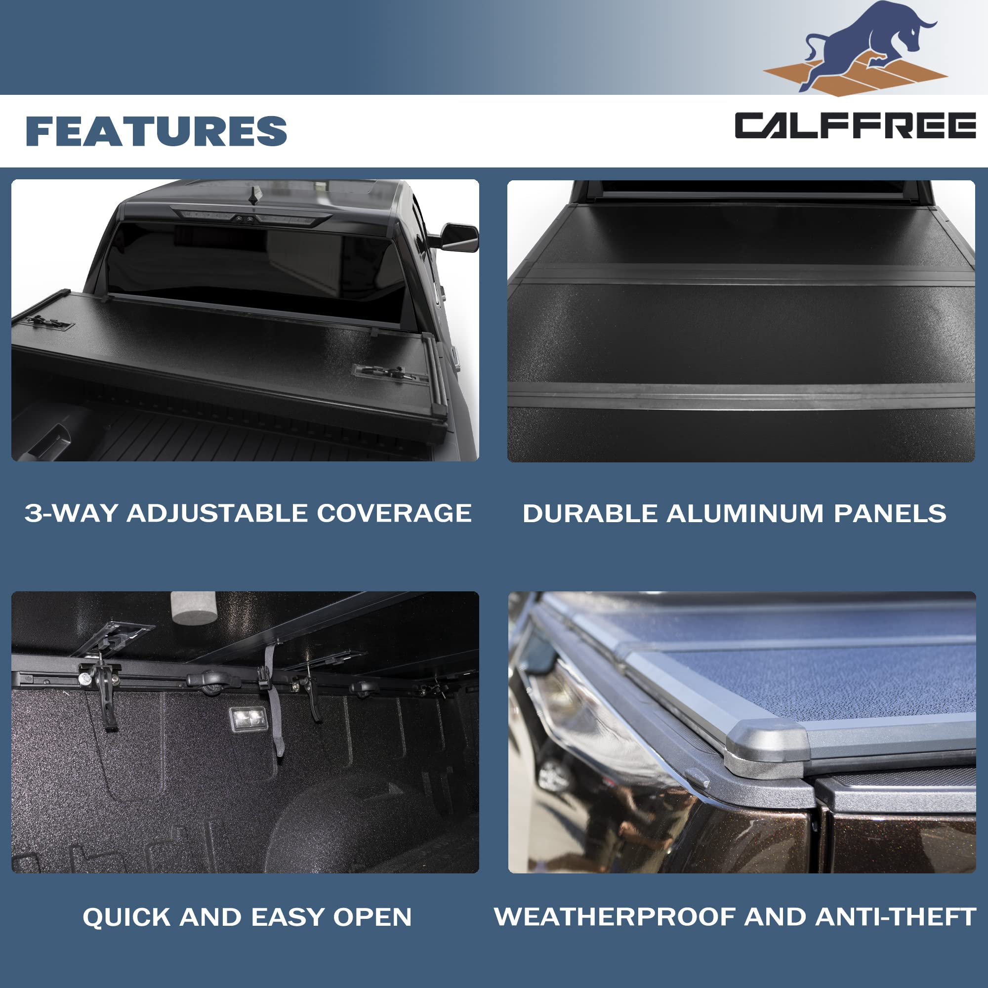 Calffree Hard Tri-Fold Truck Bed Cover Compatible with 2005-2025 Nissan Frontier 5ft Bed (60")