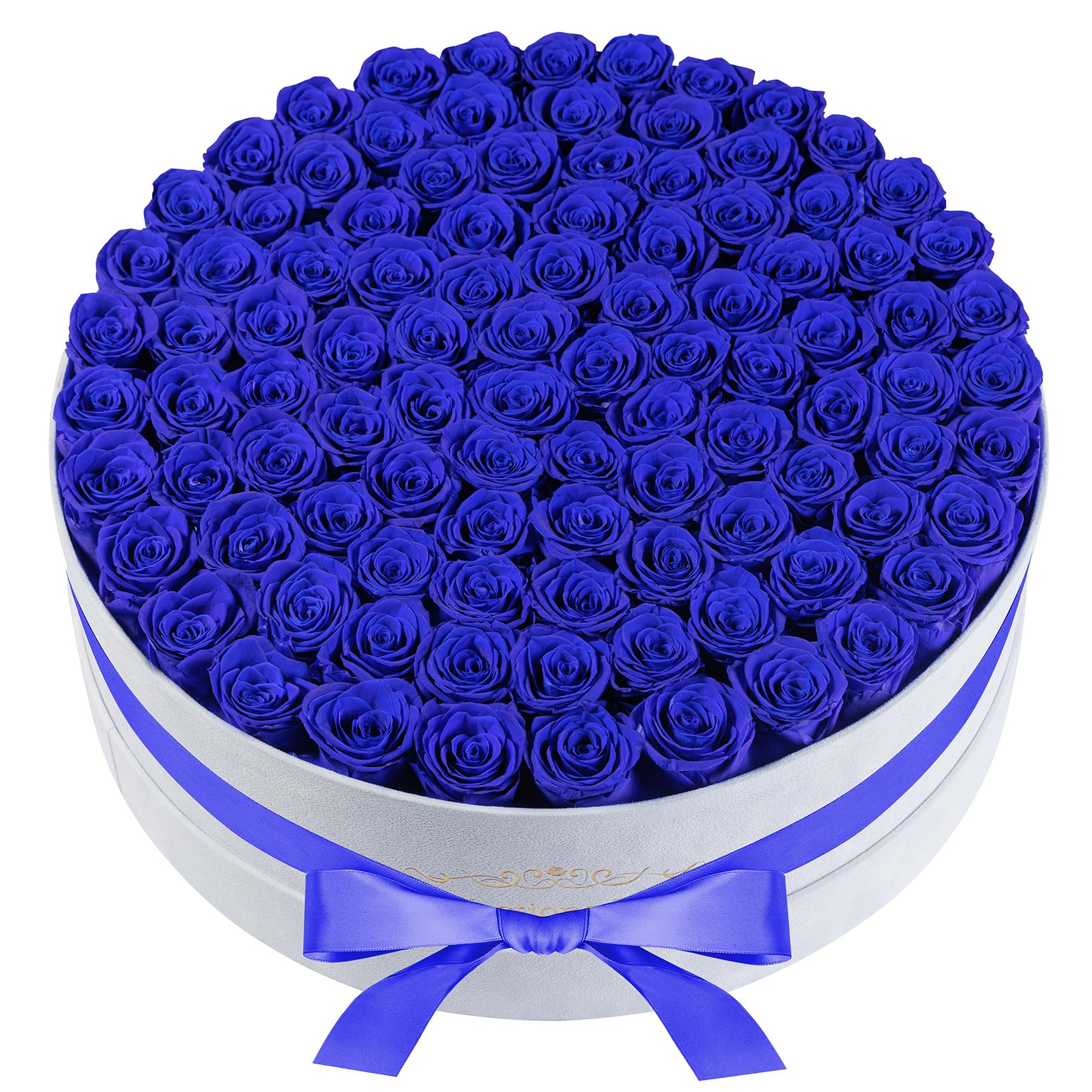 Luxury Preserved Roses Gifts for Women, 100 Roses in Velvet Box, Flowers for Delivery, Presereved Flowers Birthday Gifts for Mom and Wife (Royal Blue)