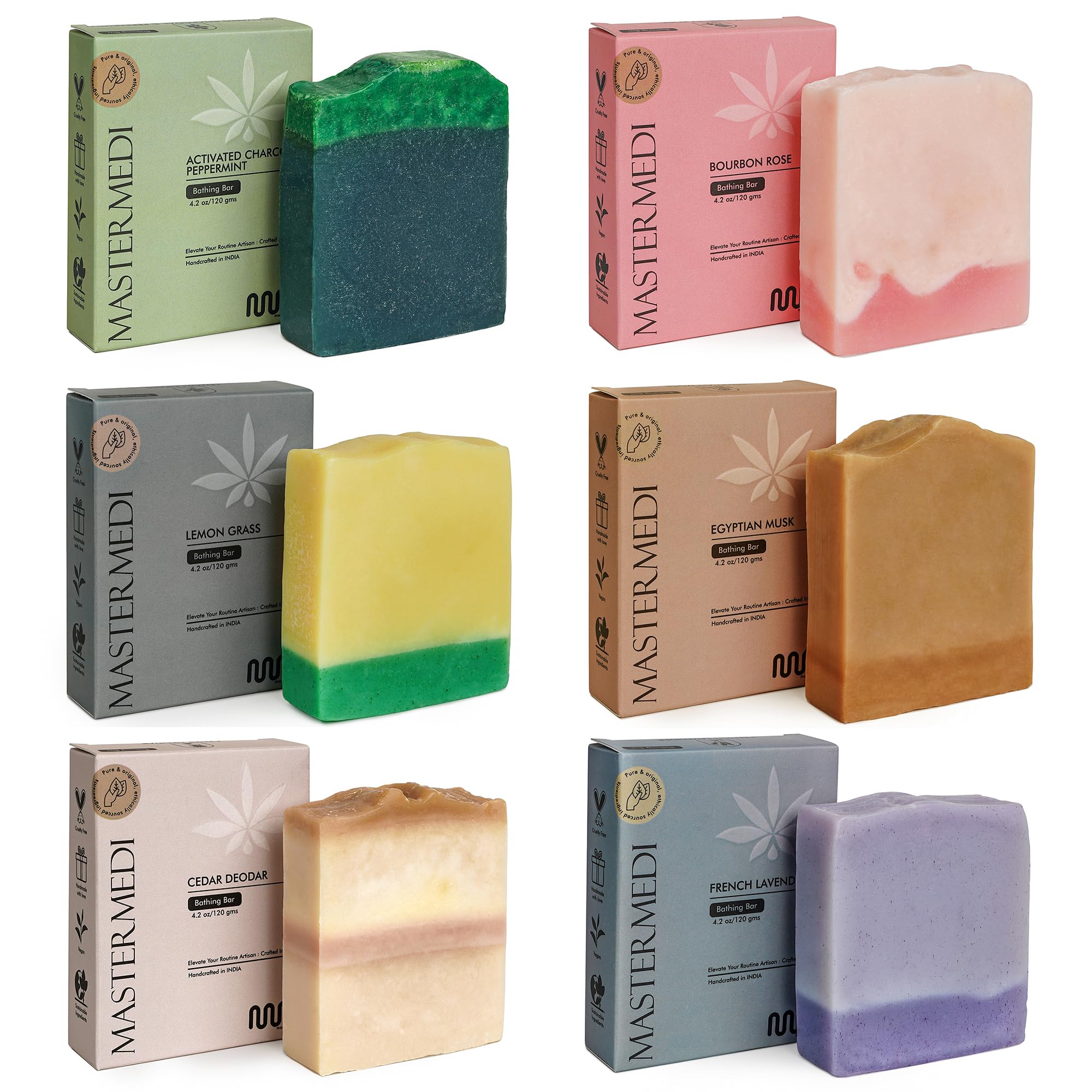 mastermedi All Natural Soap Bar Handmade Organic Soap Scented with Premium Essential Oils & Natural Flavors (Combo-2)