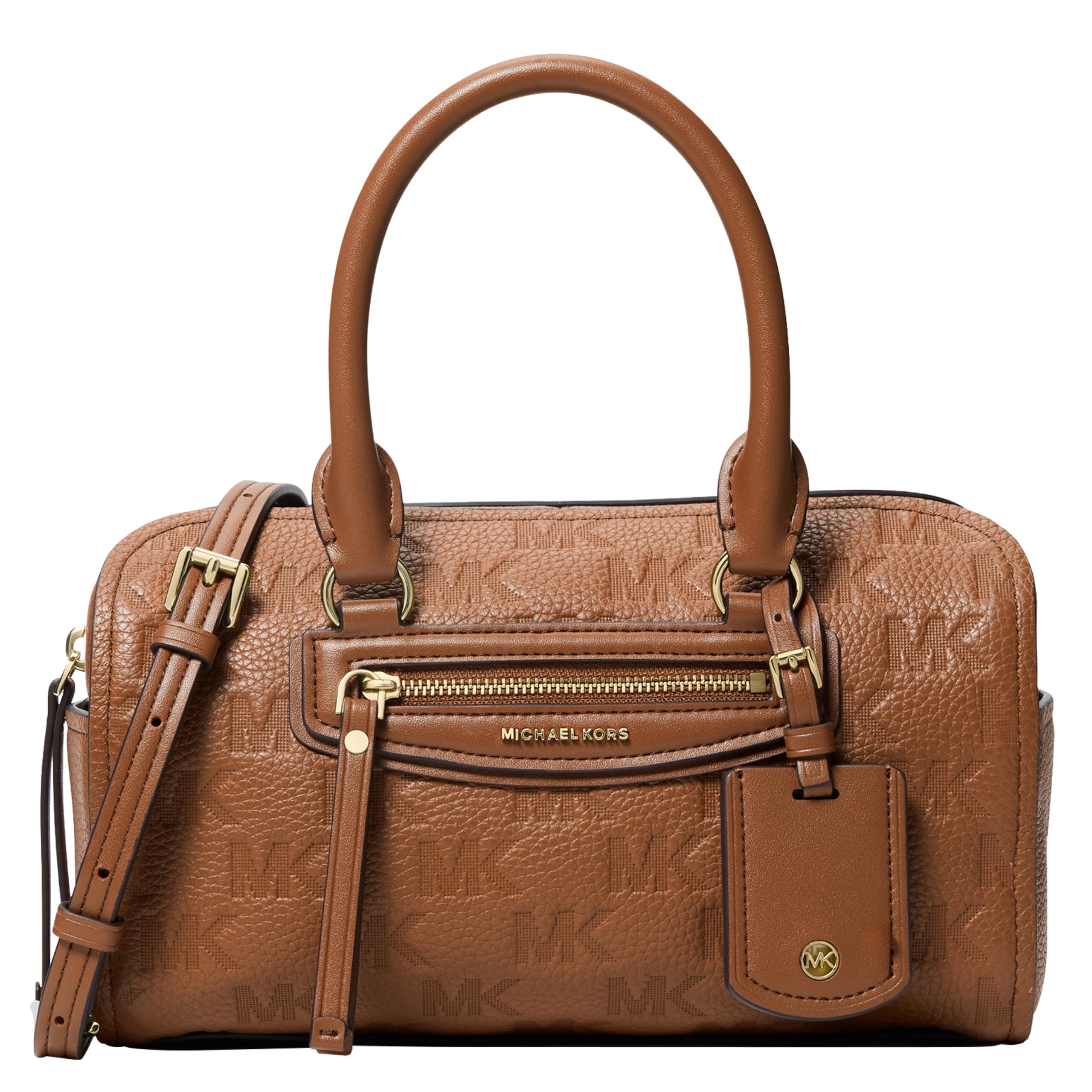 Michael Kors Women's Jet Set Travel Extra Small Duffle Crossbody, Gold-Tone Hardware/Leather, Luggage