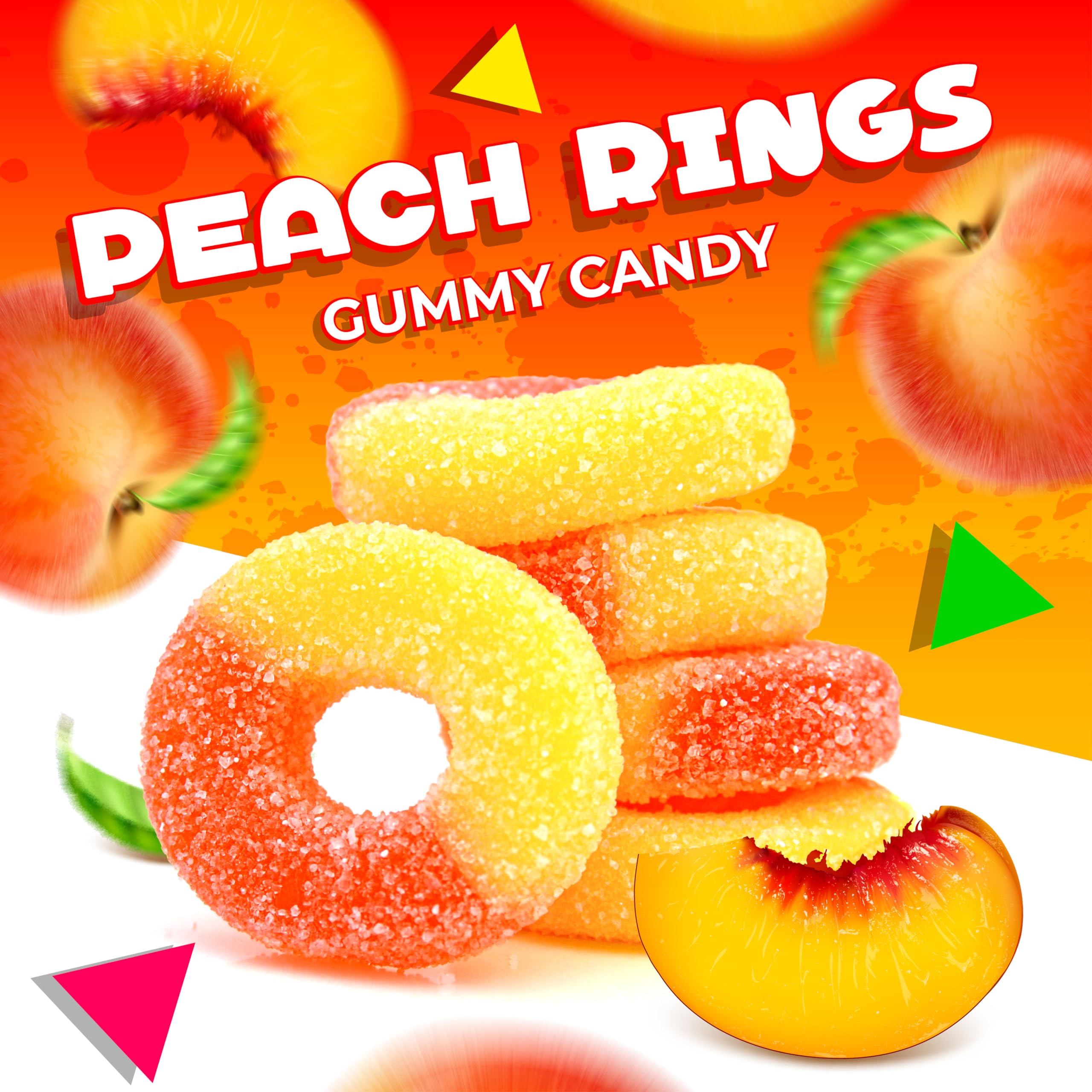 Peach Rings Gummy Candy | 1 Pound Bag | Sour and Sweet Treats