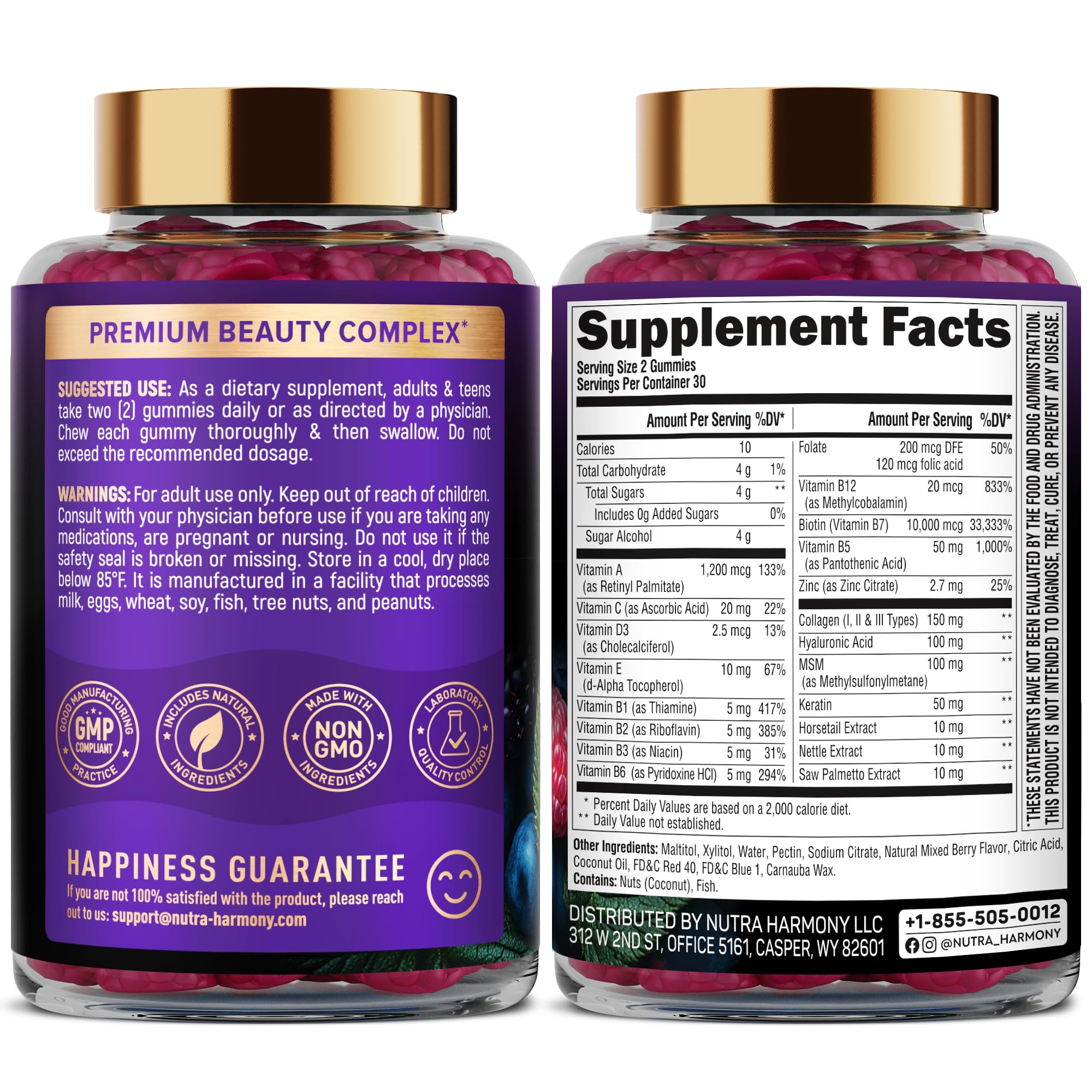NUTRAHARMONY Biotin Collagen & Vitamin B-Complex Gummies
