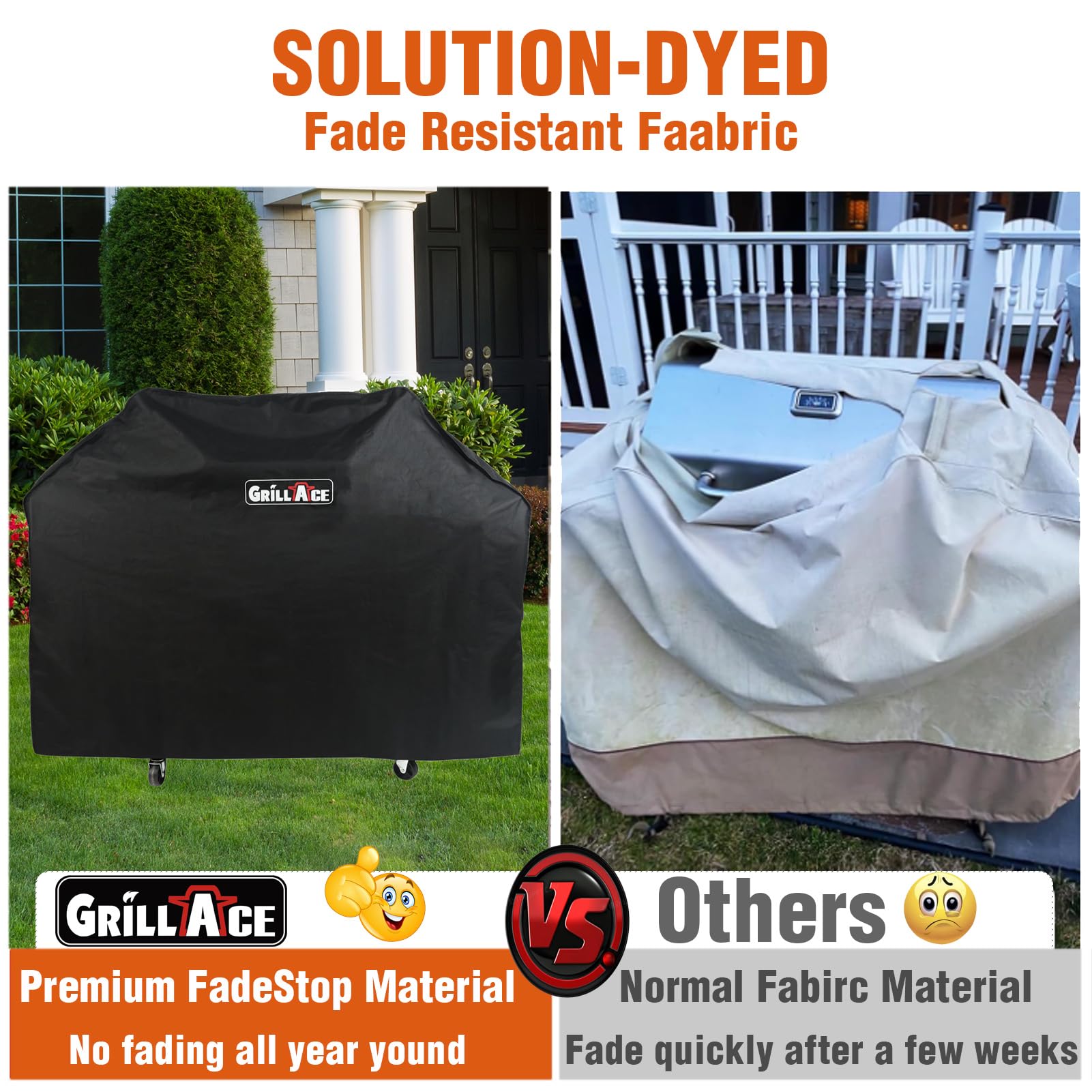 58 Inch Grill Cover Heavy Duty, Fade Resistant 600D Oxford Fabric Waterproof BBQ Gas Grill Cover for Weber Spirit II E-310, Char-Broil, Nexgrill & More, UV Protection with Hook-and-Loop Straps, Black
