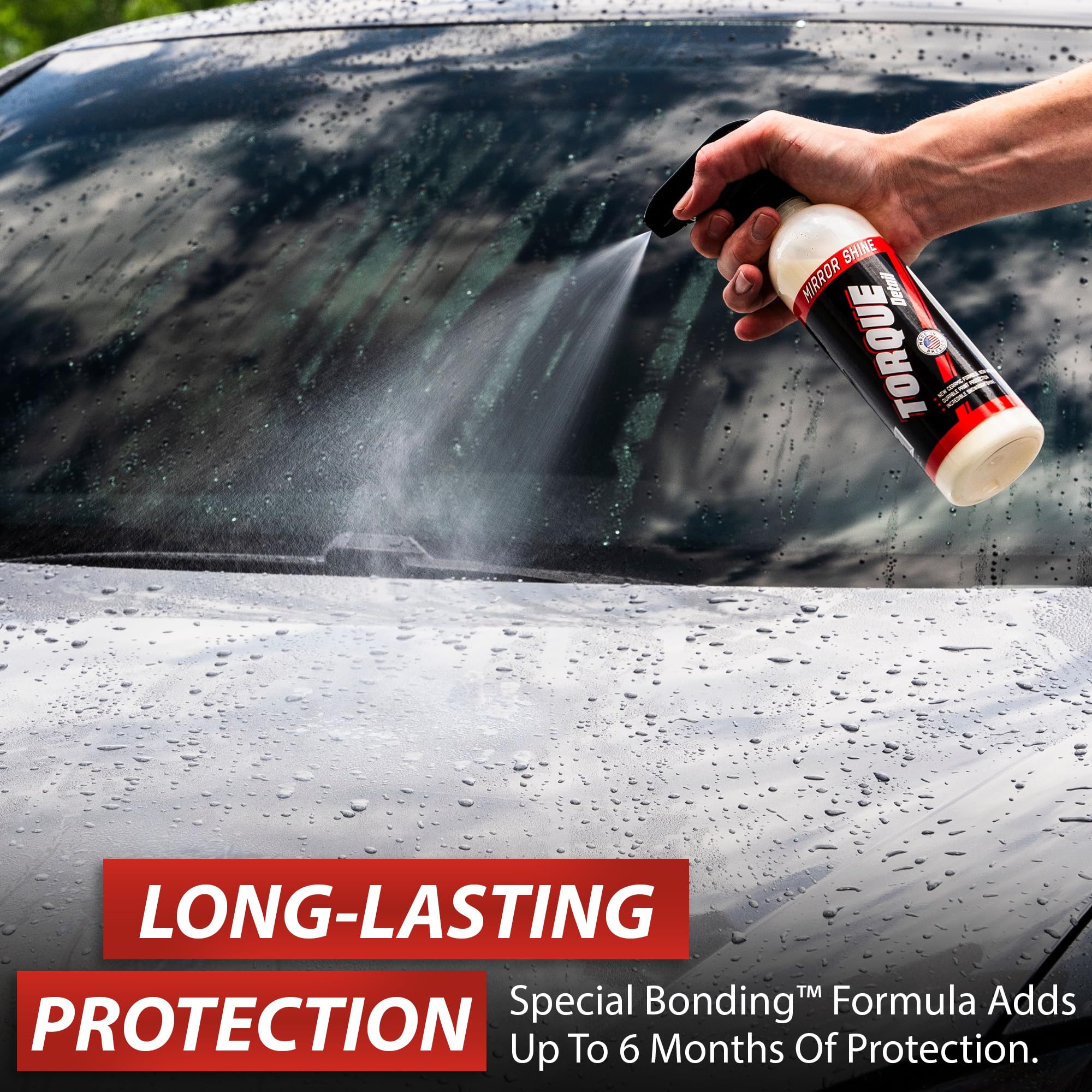 Mirror Shine - Super Gloss Ceramic Wax & Sealant Hybrid Spray by Torque Detail - Showroom Shine w/Professional Detailer Protection - Quickly Applies in Minutes, Each Coat Lasts Months - 16oz Bottle