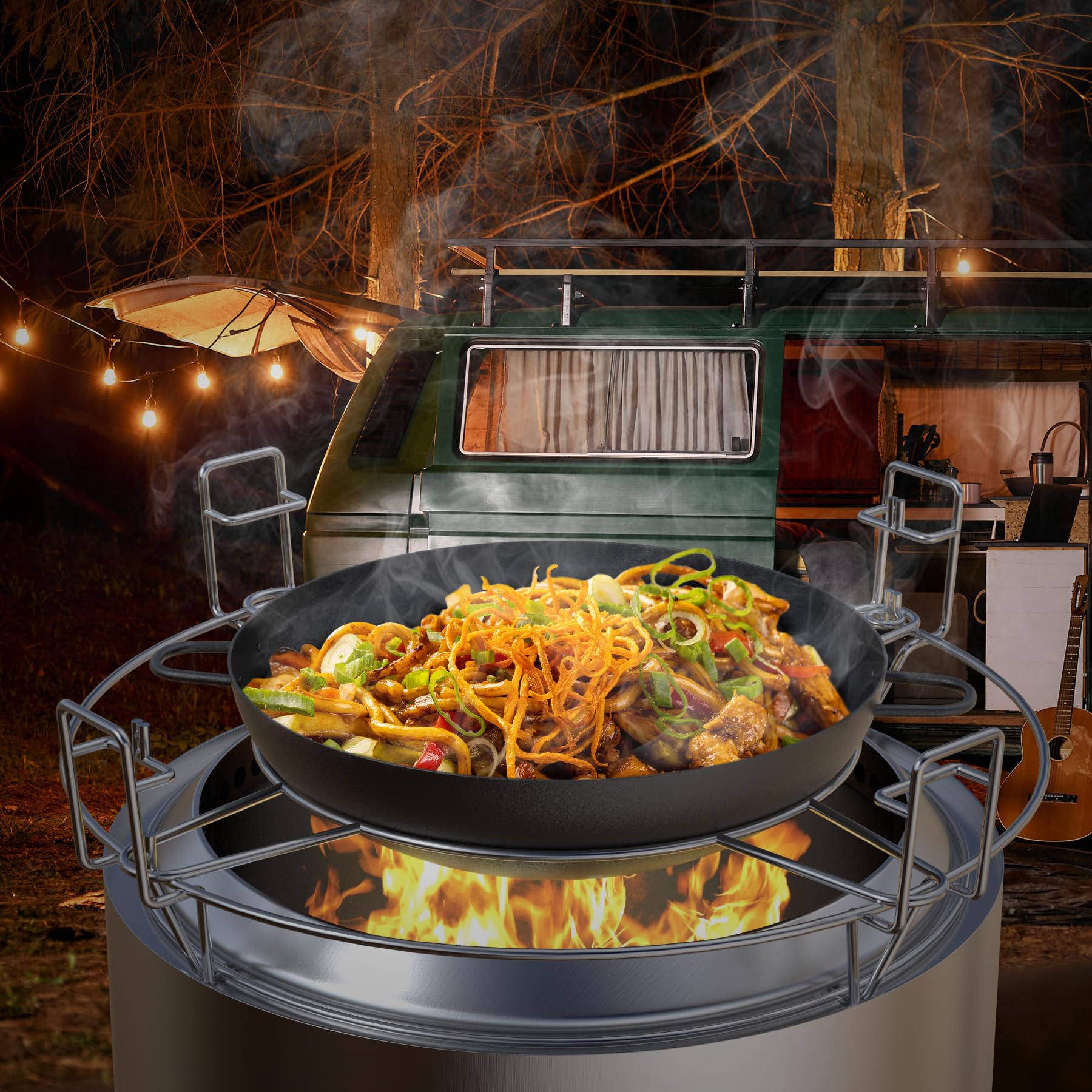 22" Cooking Grate System for Solo Stove Bonfire, Fire Pit Cooking Grate for Solo Stove Bonfire Fire Pit and Other 19" Outdoor Firepits, BBQ Gourmet Sear System for Outdoor Camp Fire