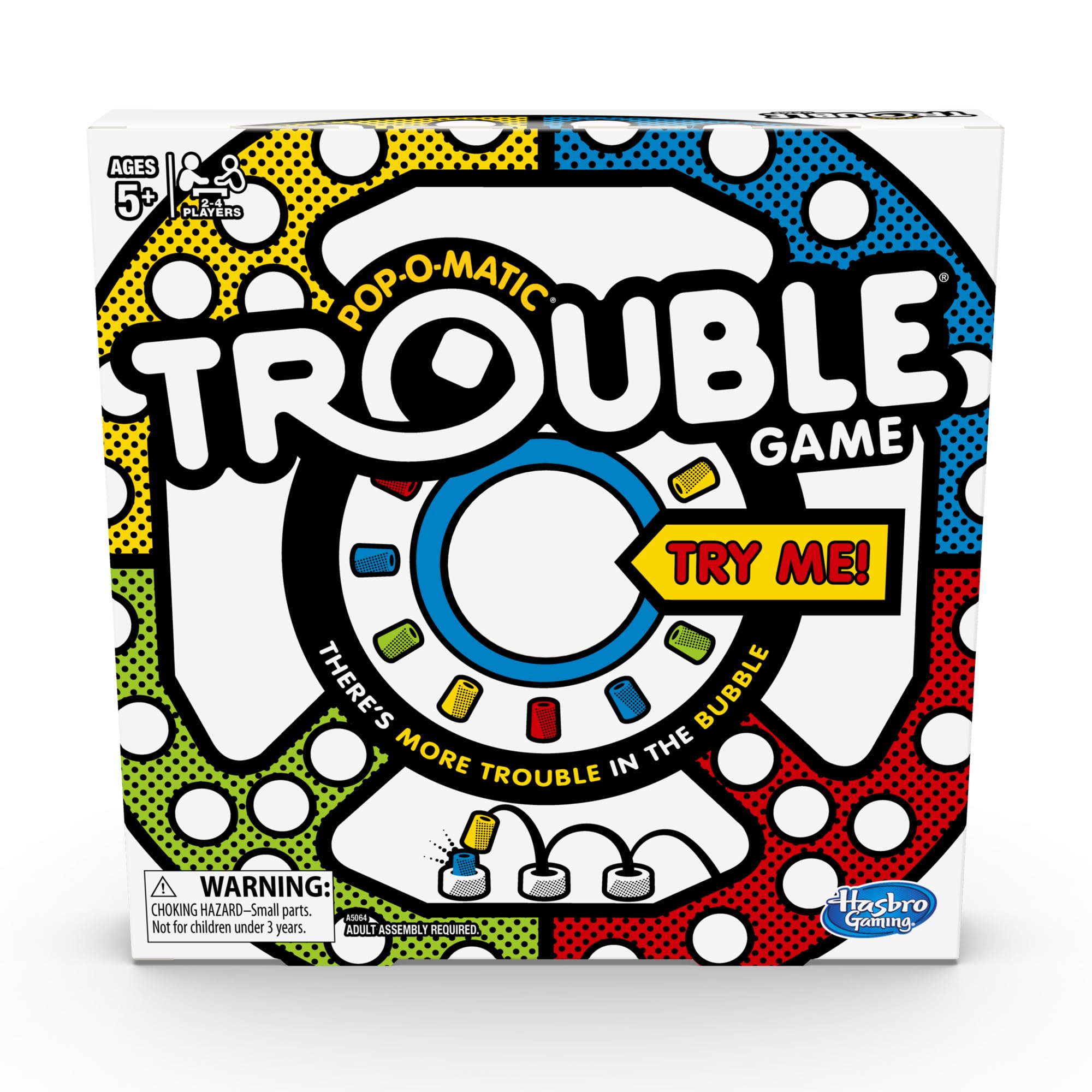 Hasbro Gaming Trouble Board Game for Kids Ages 5 and Up 2-4 Players (Packaging may vary)