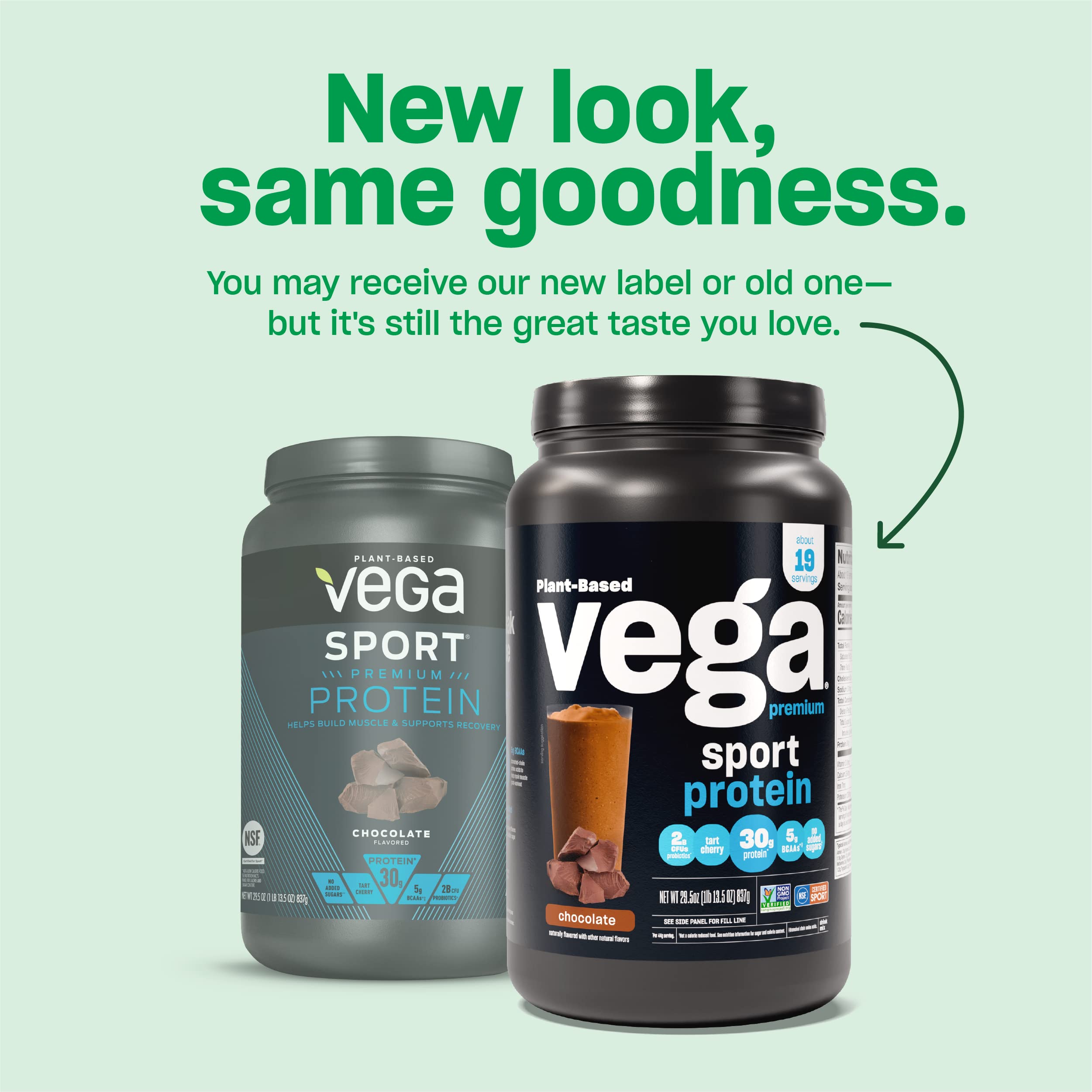 Vega Sport Premium Vegan Protein Powder Chocolate(45 Servings) 30g Plant Based Protein,5g BCAAs,Dairy Free,Gluten Free,Non GMO,Pea Protein for Women and Men,4lbs 5.9Oz(Packaging May Vary)