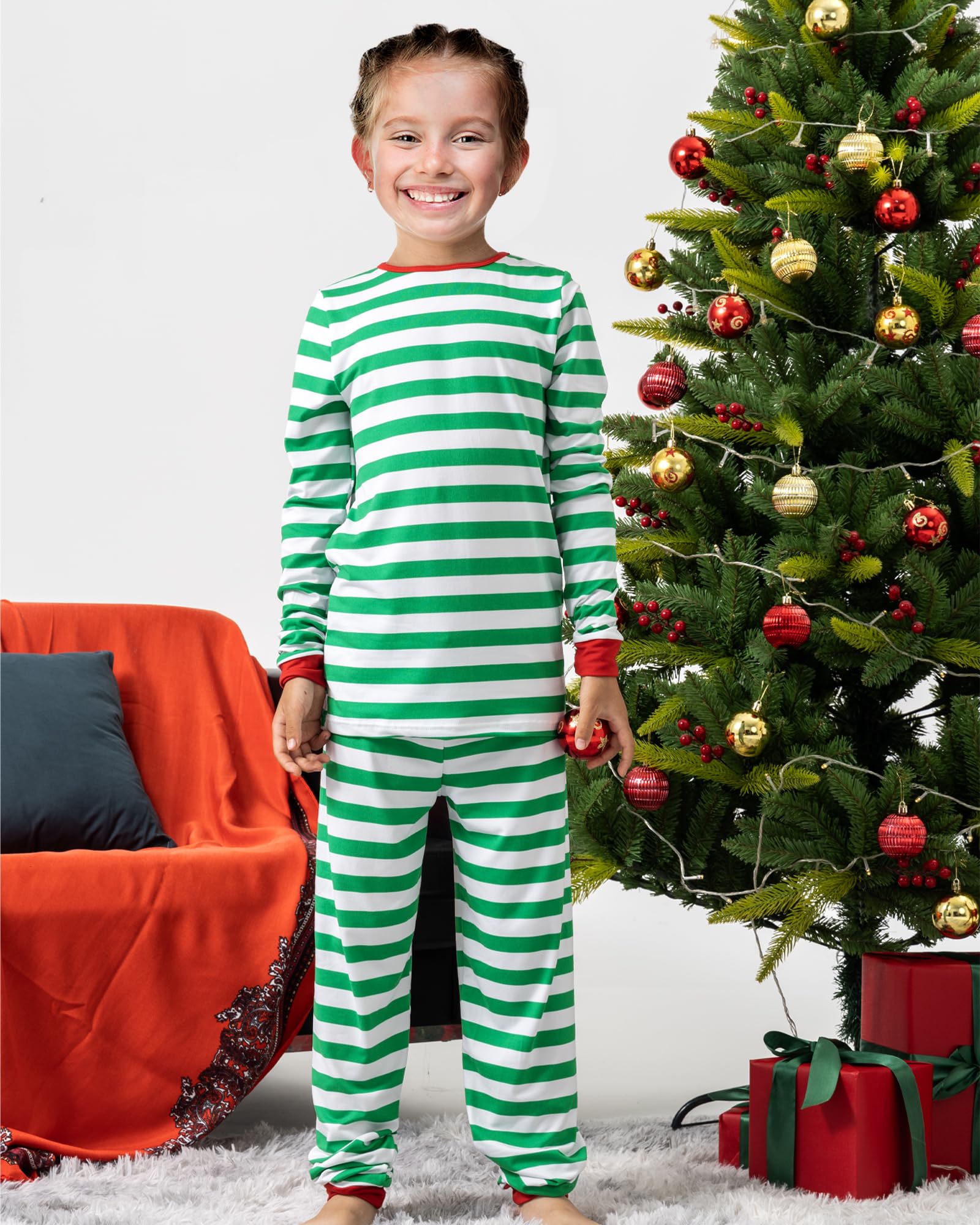 QUNISY Family Pajamas Christmas Matching Sets Xmas Family Pjs Set Couple Holiday Jammies Women/Men Festival Sleepwear Adult KIDS-8T-G