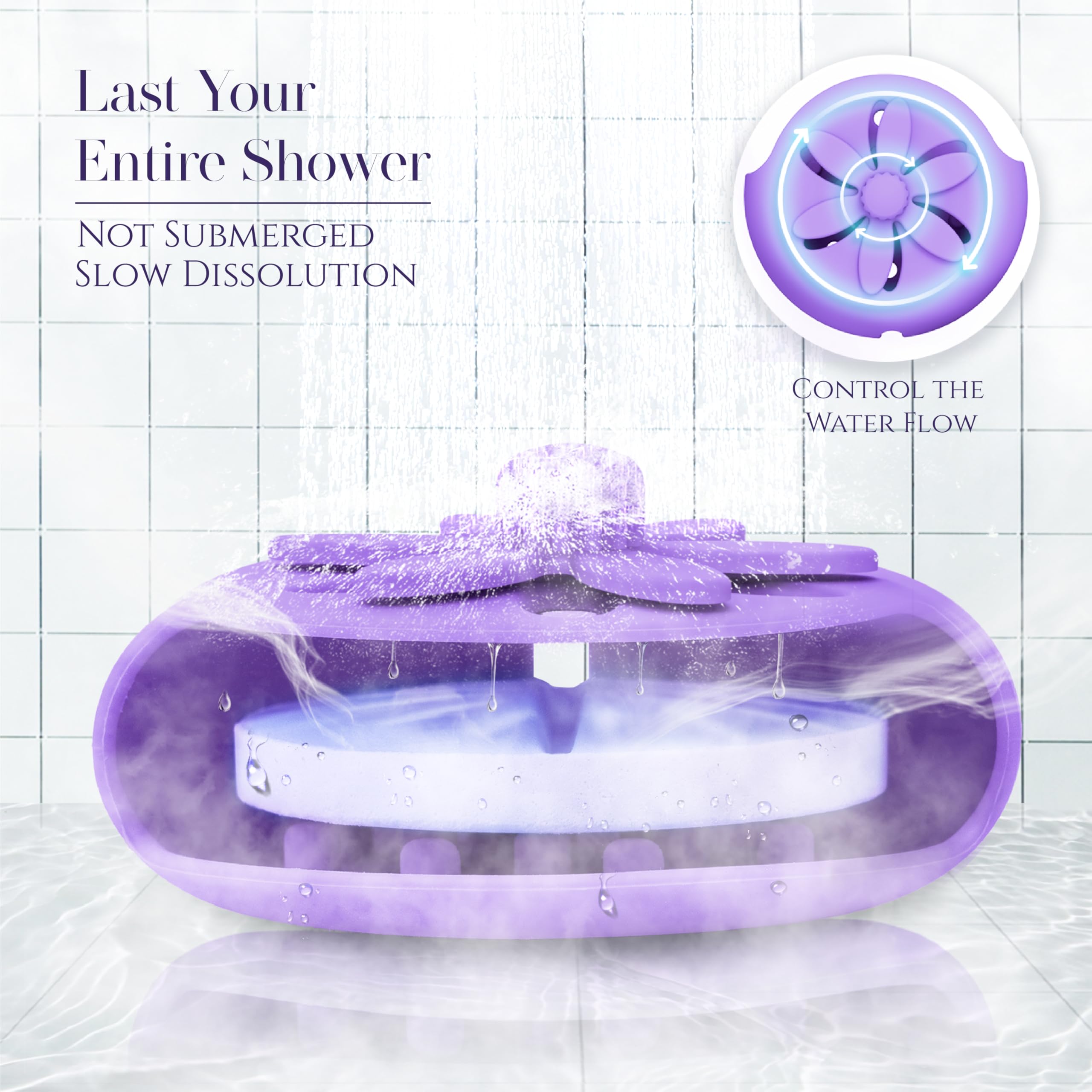 Purple Shower Steamers Tray, Big Suction Cup Shower Steamer Tablet Holder Dish for Long Lasting Use, Flake Bath Bombs Container, Adornment Household Supply Car Decoration Yoga Decor