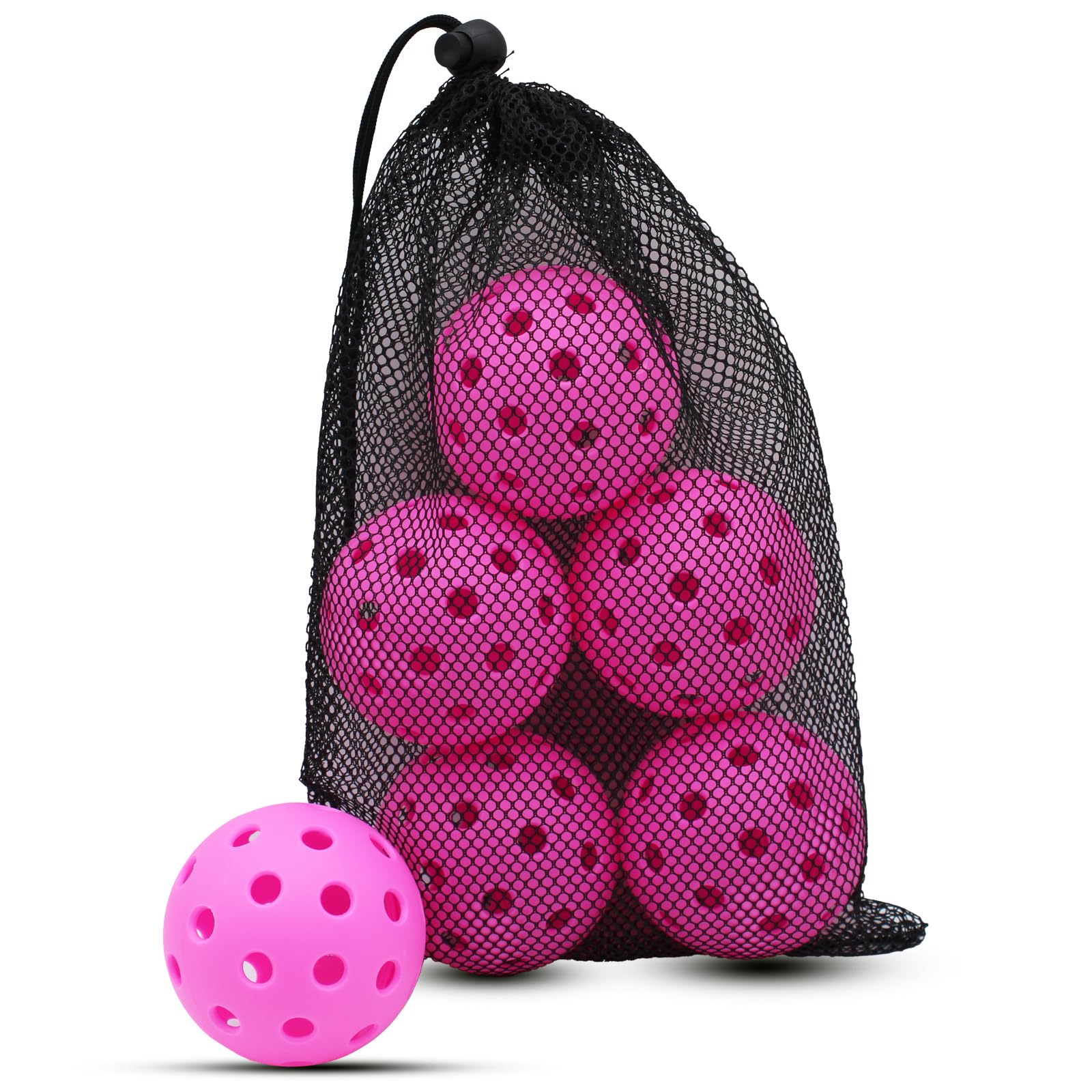 Magicorange Pickleball Balls, 6 Pack 40 Holes Outdoor Pickleballs, High Elasticity & Durable Pickle Balls for All Style Pickleball Paddles (Pink)