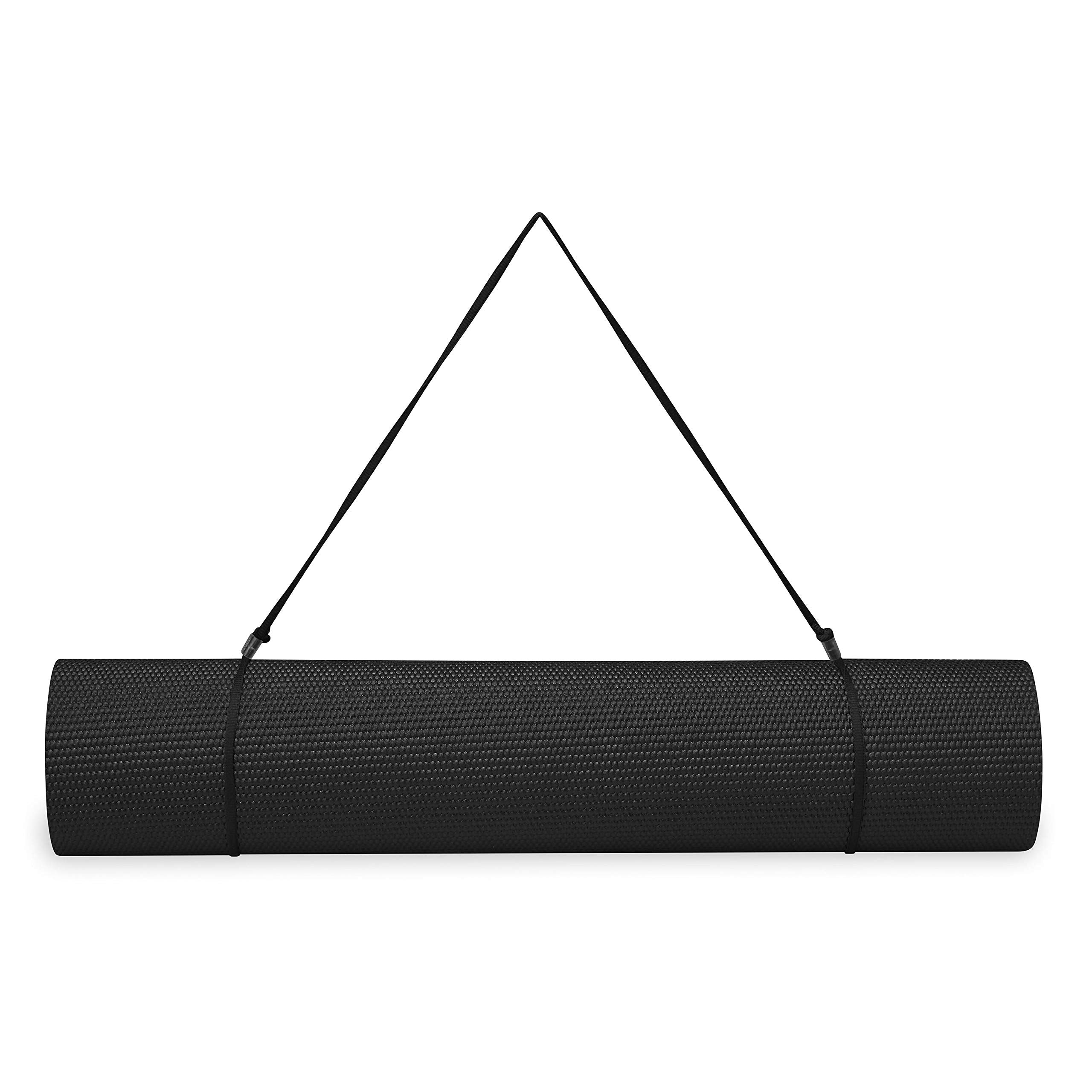 Gaiam Essentials Premium Yoga Mat with Carrier Sling, Black, 72 InchL x 24 InchW x 1/4 Inch Thick