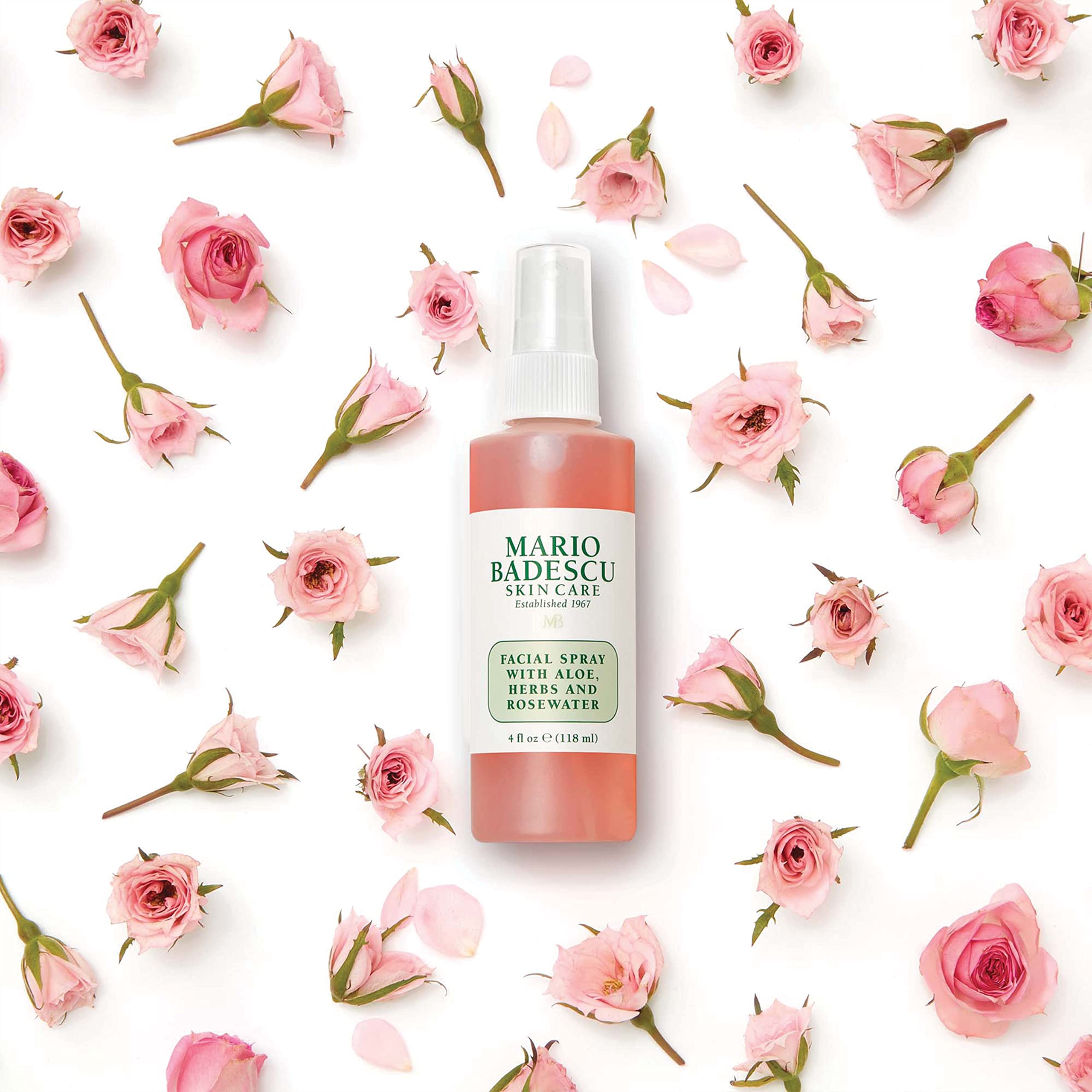 Mario Badescu Facial Spray with Aloe, Herbs and Rose Water for All Skin Types, Face Mist that Hydrates, Rejuvenates & Clarifies, 4 FL OZ