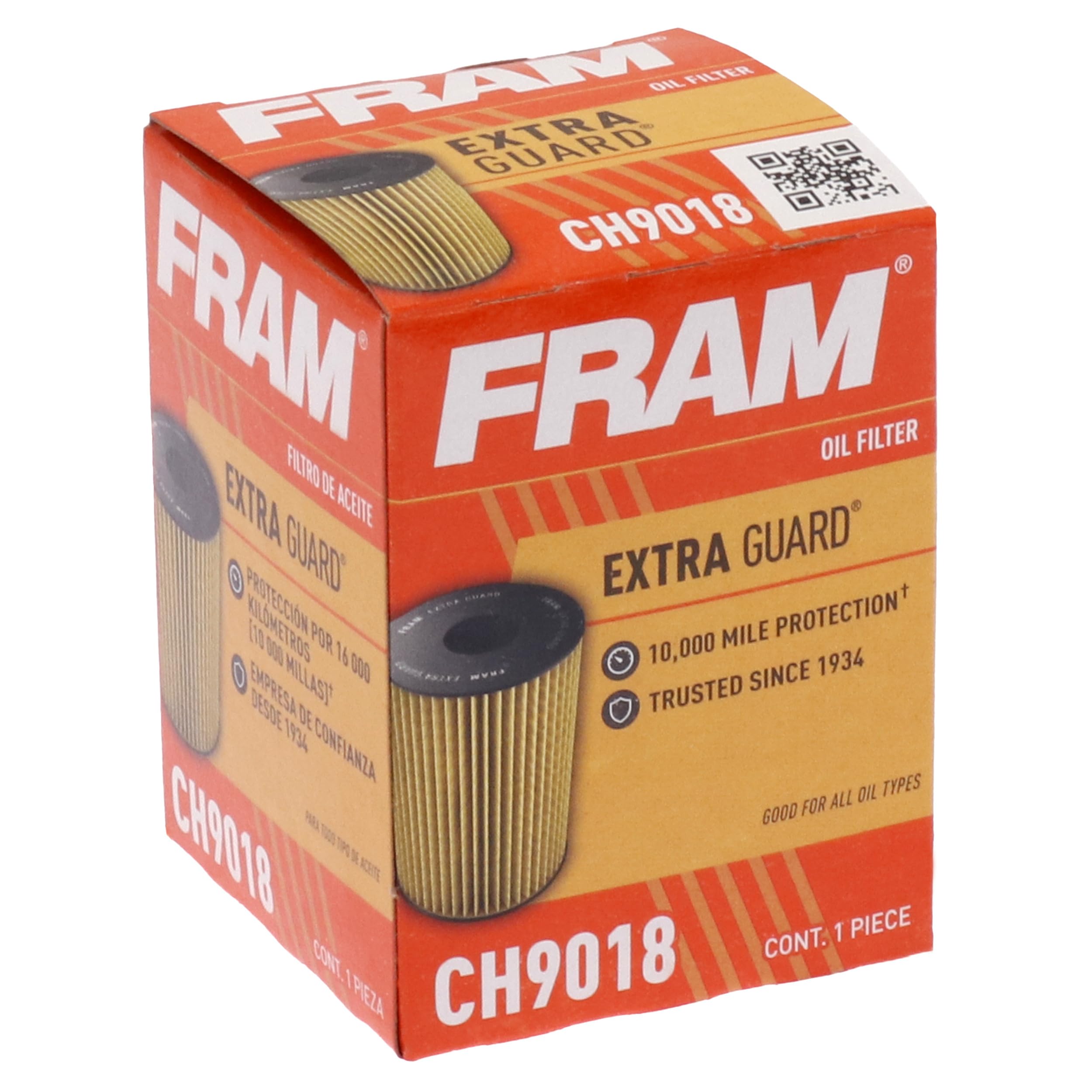 FRAM Extra Guard CH9018, 10K Mile Change Automotive Replacement Interval Cartridge Engine Oil Filter for Select Vehicle Models