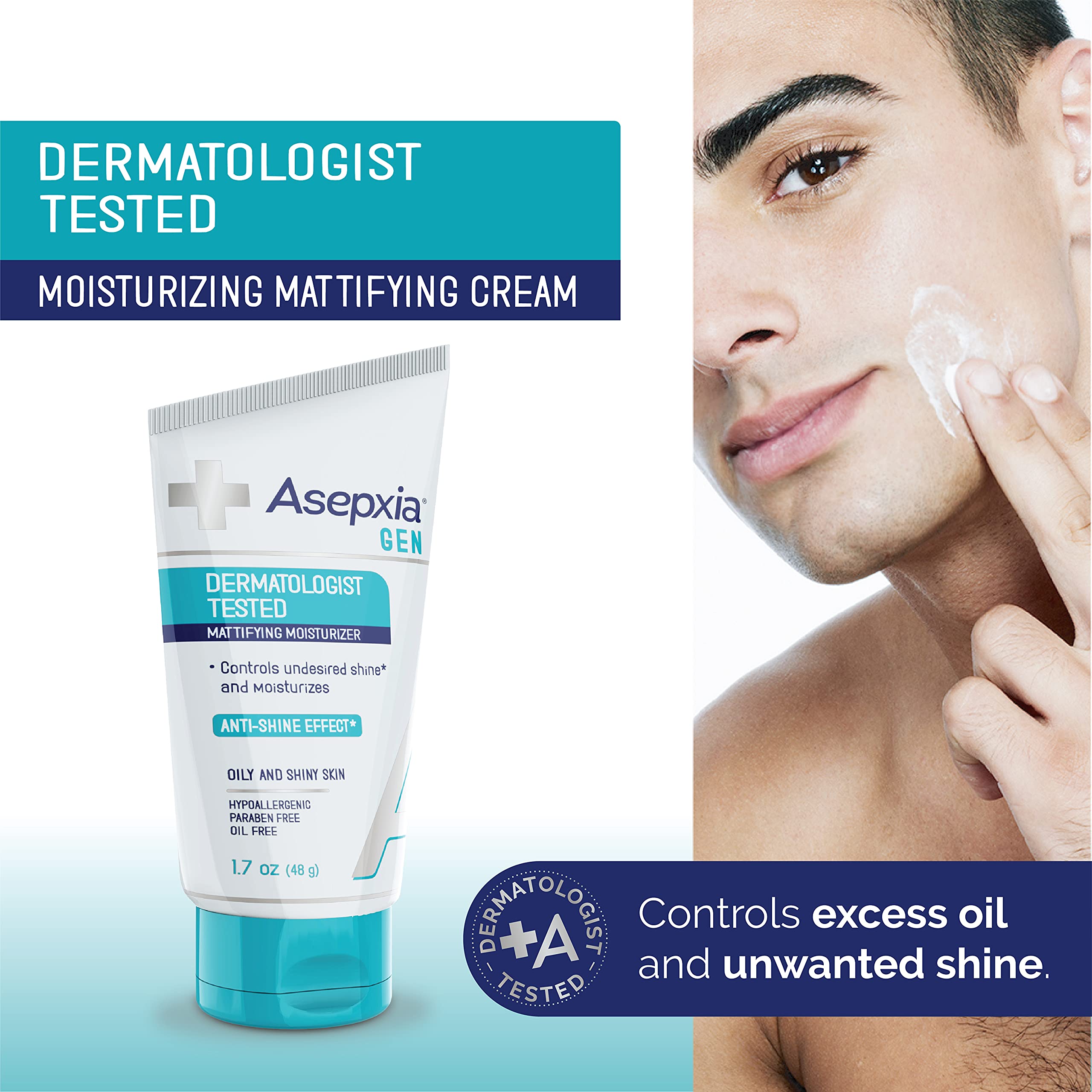 Asepxia GEN Moisturizing Mattifying Cream for Oily Skin, Neutralizes Unwanted Shine, 1.7 Ounce