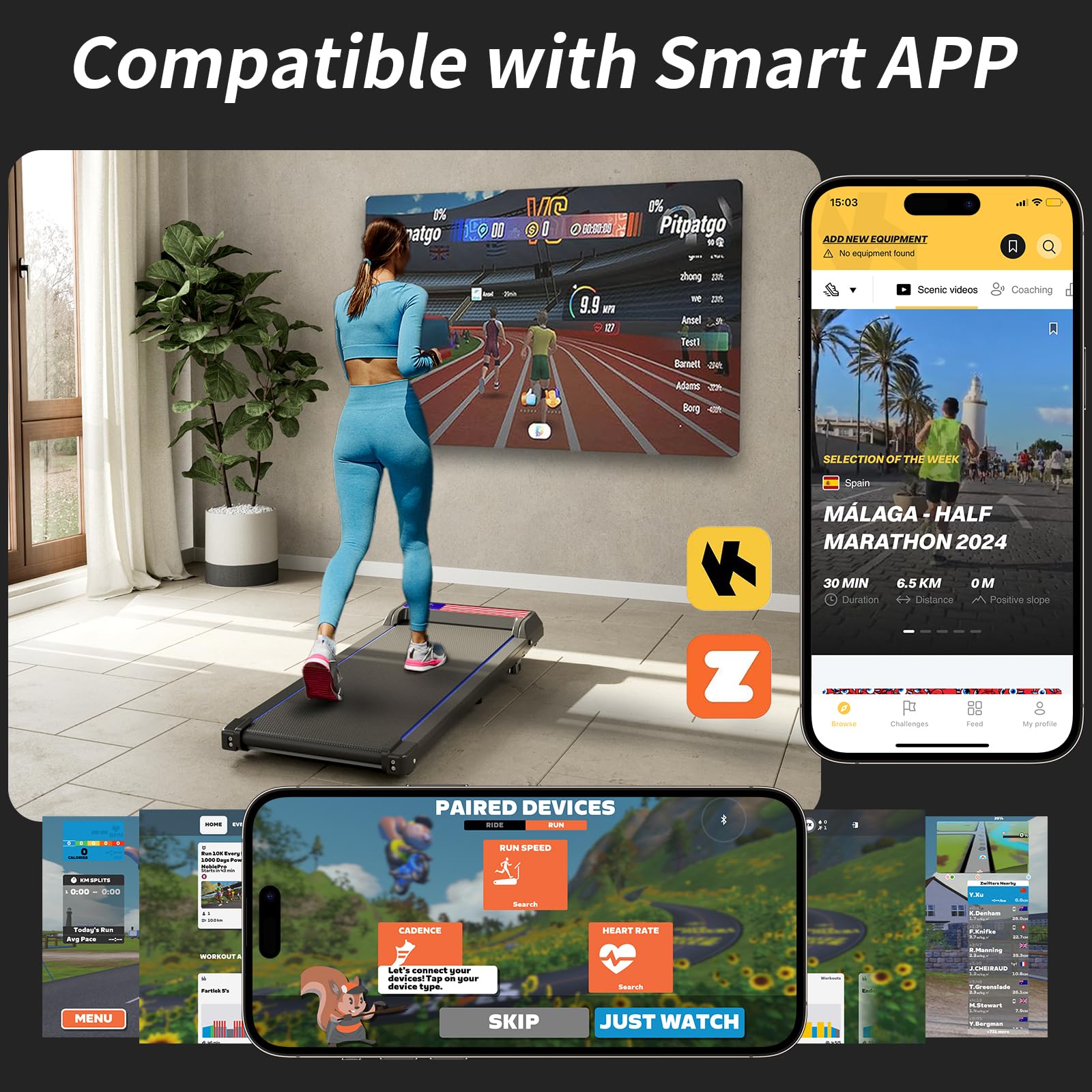 UPREIGN 3 in 1 Treadmill, Portable Under Desk Walking Pad with Incline for Home/Office, Remote Control, LED Display