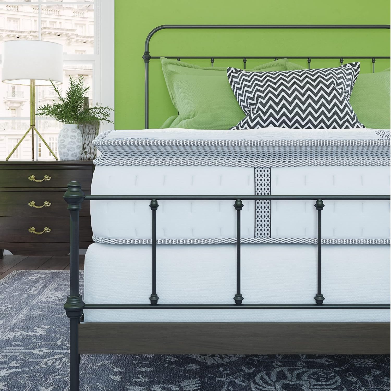 Classic Brands Gramercy Cool Gel Memory Foam and Innerspring Hybrid 14-Inch Euro Pillow Top Mattress, Mattress in a Box, Full