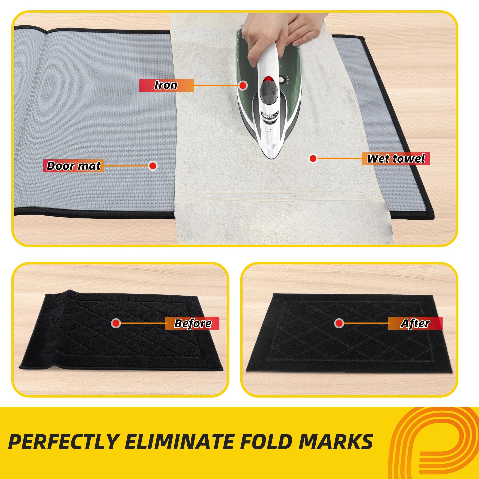 JSEI Dirt Trapper Door Mat 20"x32", Non-Slip Washable Entryway Mats, Dog Door Mat, Stain Resistant and Absorbent Floor Mats, Low Profile Welcome Mat for Front Back Door, Black