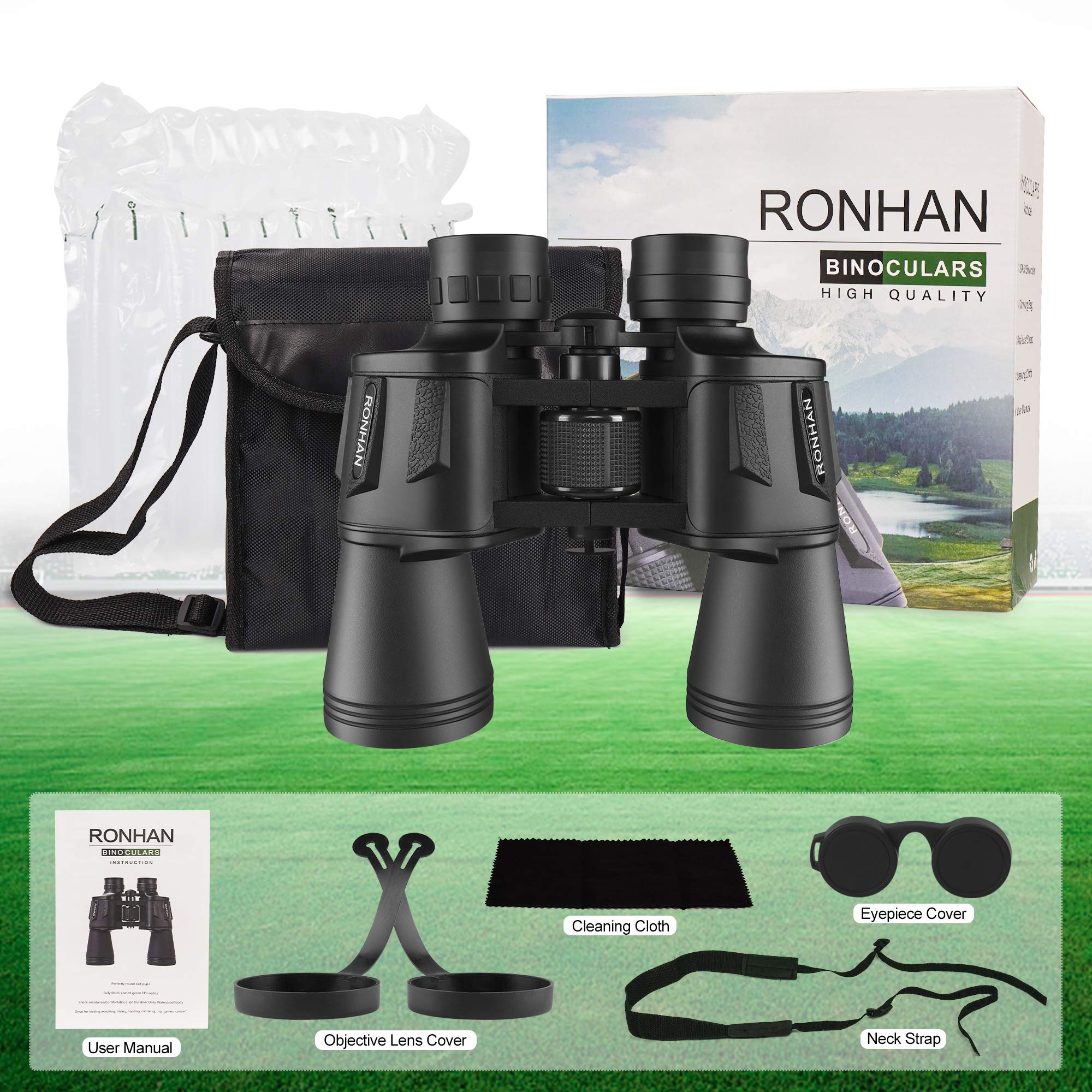 20x50 Binoculars for Adults High Powered, Military Compact HD Professional/Daily Waterproof Binoculars Telescope for Bird Watching Travel Hunting Football Games Stargazing with Carrying Case and Strap