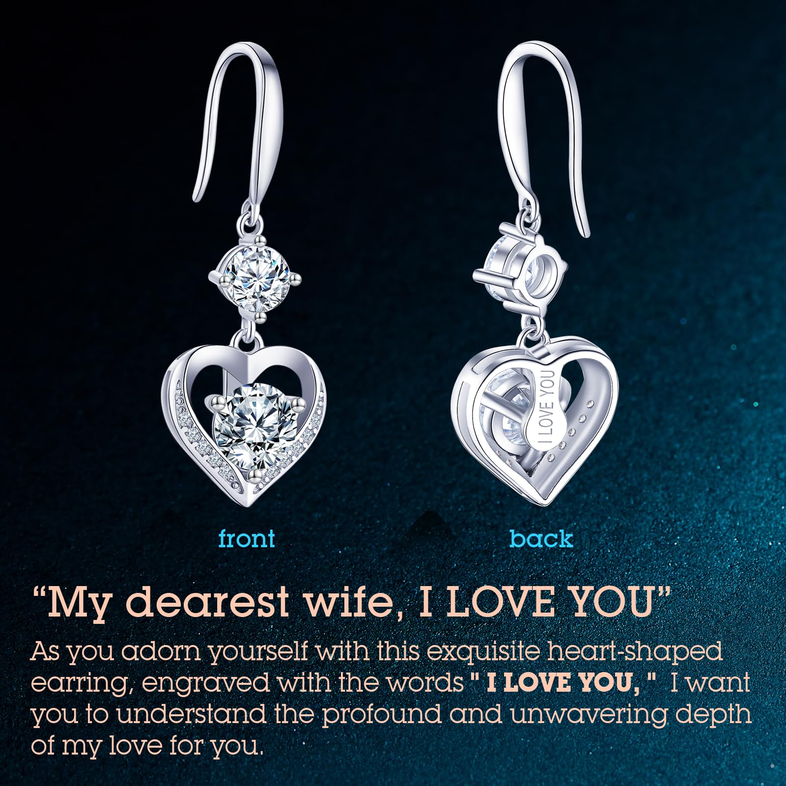 Earrings Gifts for Her, Sterling Silver, Moissanite