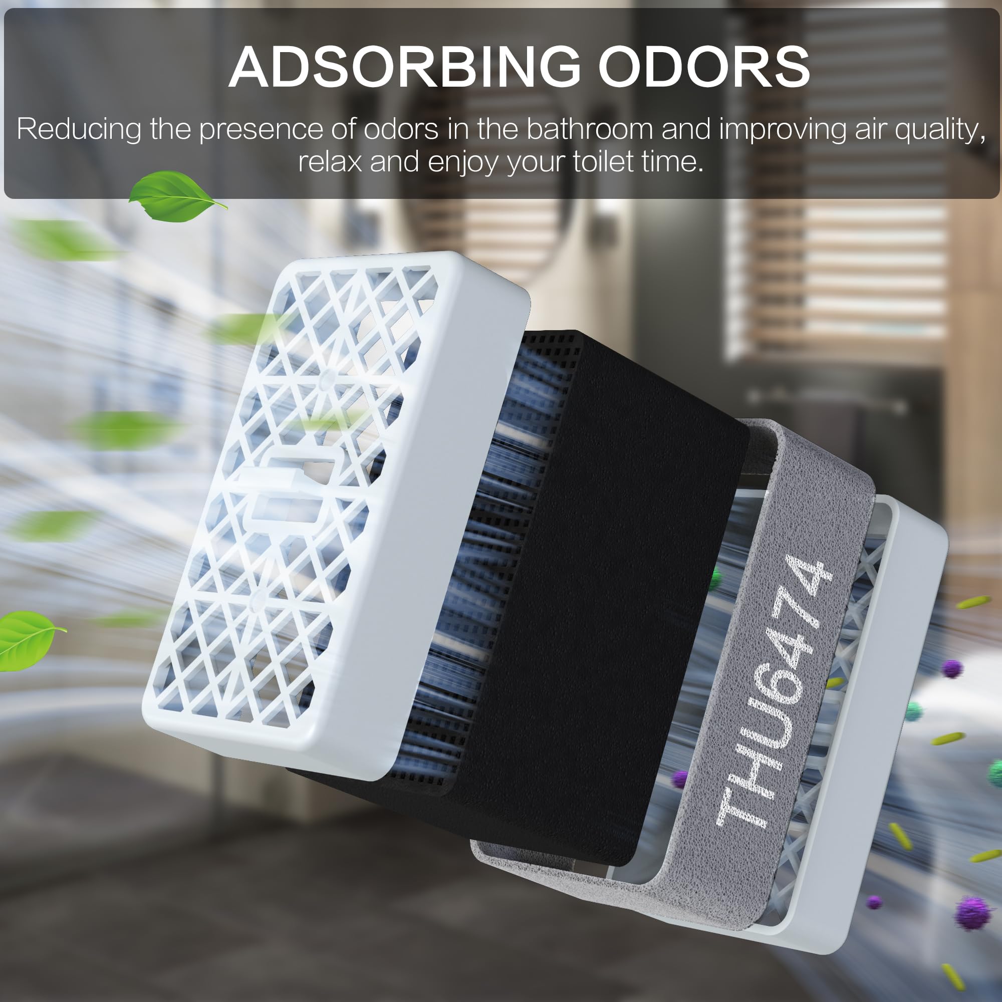 THU6474 Deodorizer Cartridge, TOTO-Washlet Deodorizer Filter Replace THU6072 Compatible with S500E S550E K300 C2 C5-2Packs