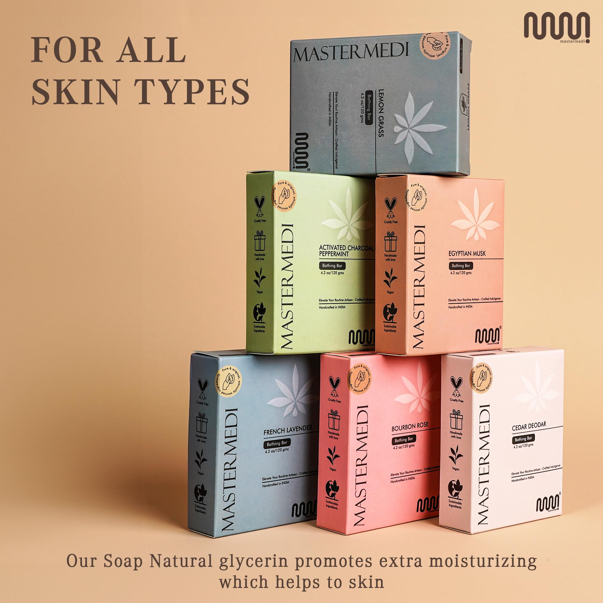 mastermedi All Natural Soap Bar Handmade Organic Soap Scented with Premium Essential Oils & Natural Flavors (Combo-2)