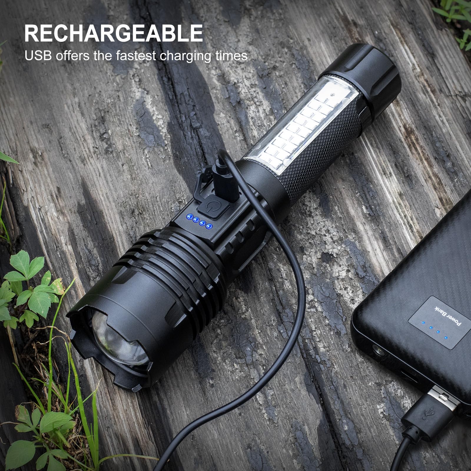 Argicago Flashlights High Lumens Rechargeable - 990000 Lumen Super Bright Flashlight with 7 Modes, IPX6 Waterproof Mid-Size LED Flash Light for Home, Camping, Hiking