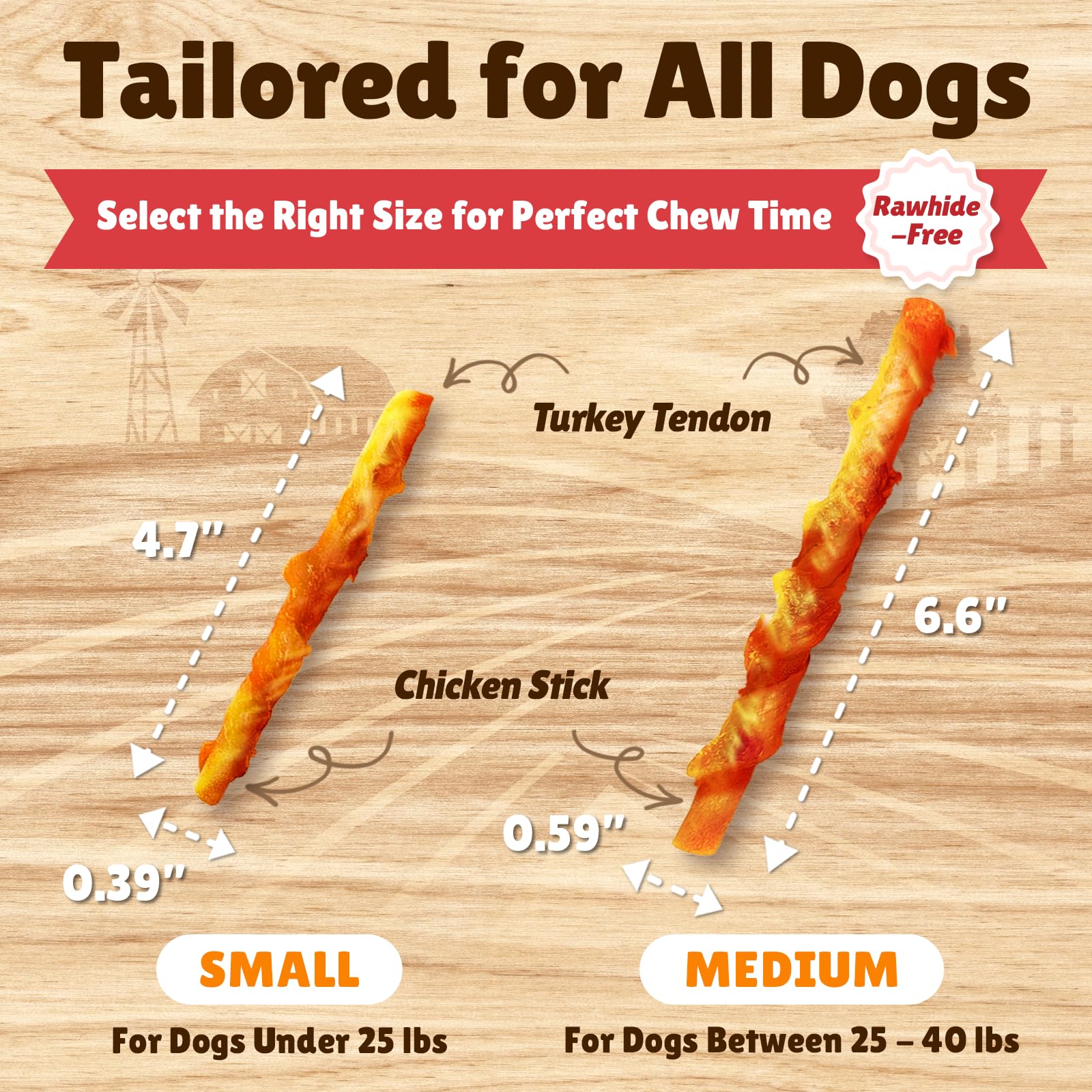 Gootoe Turkey Tendon Wrapped Chicken Stick (Small) 10 Unit a Pack – 100% USA-Sourced Turkey, Natural Snack, Premium Puppy Chews, Hypoallergenic, Rawhide-Free, Reseal Value Bags, Sizes for Small Breeds