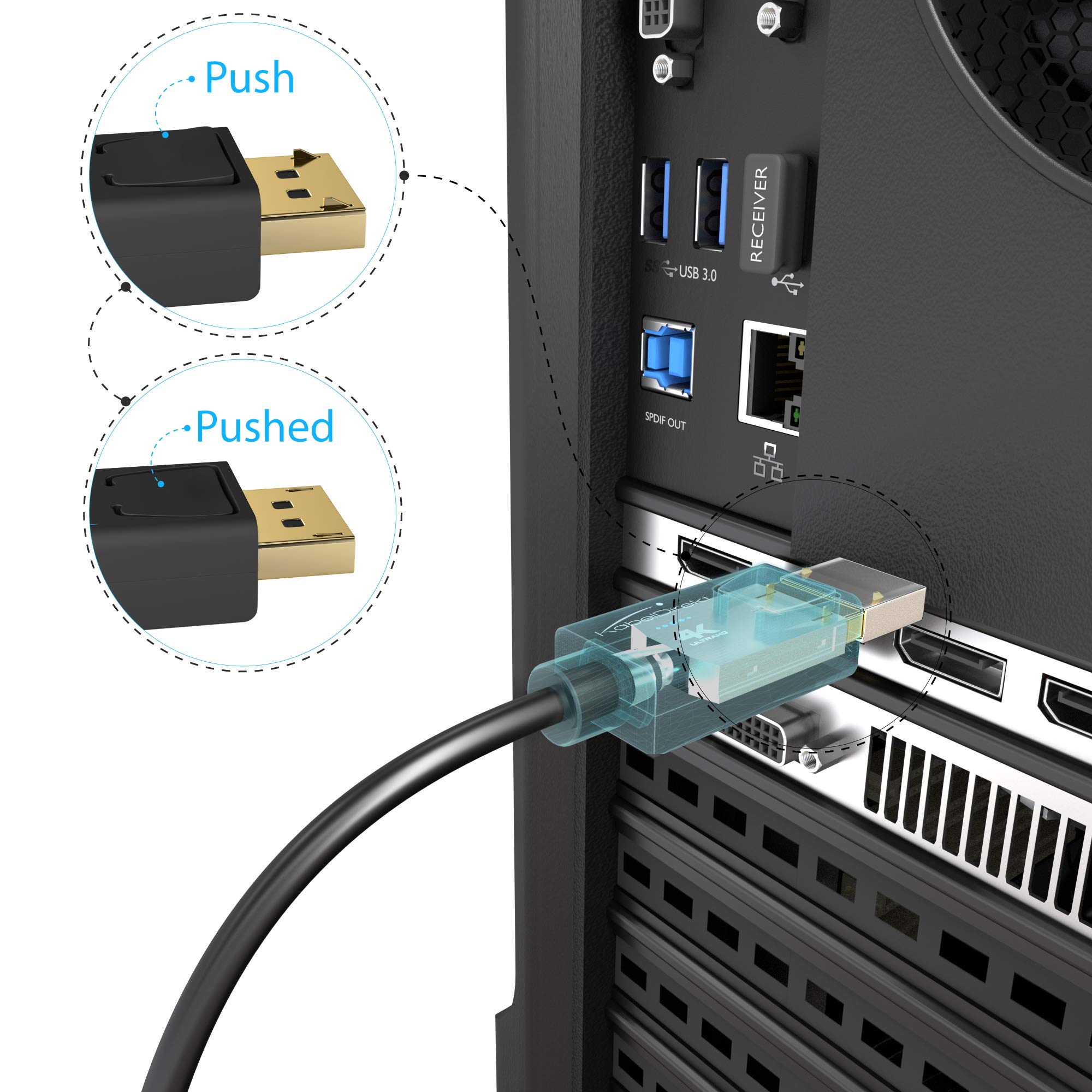 4K Mini DisplayPort to DisplayPort Cable (Mini DP to DP) – 3ft – with Special A.I.S. Shielding in DisplayPort Connector, Mini DisplayPort/Thunderbolt 1 & 2 for PC, Laptop & Mac by CableDirect