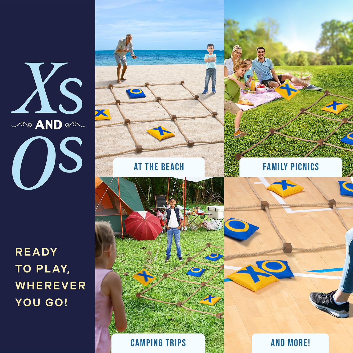 Maplefield Giant Tic Tac Toe Game - Heavier, Quality Bean Bag - Outdoor Lawn Games for Family Picnics, Camping, Parties, and Backyard Fun - Tic Tac Toe Toss Game for Kids and Adults