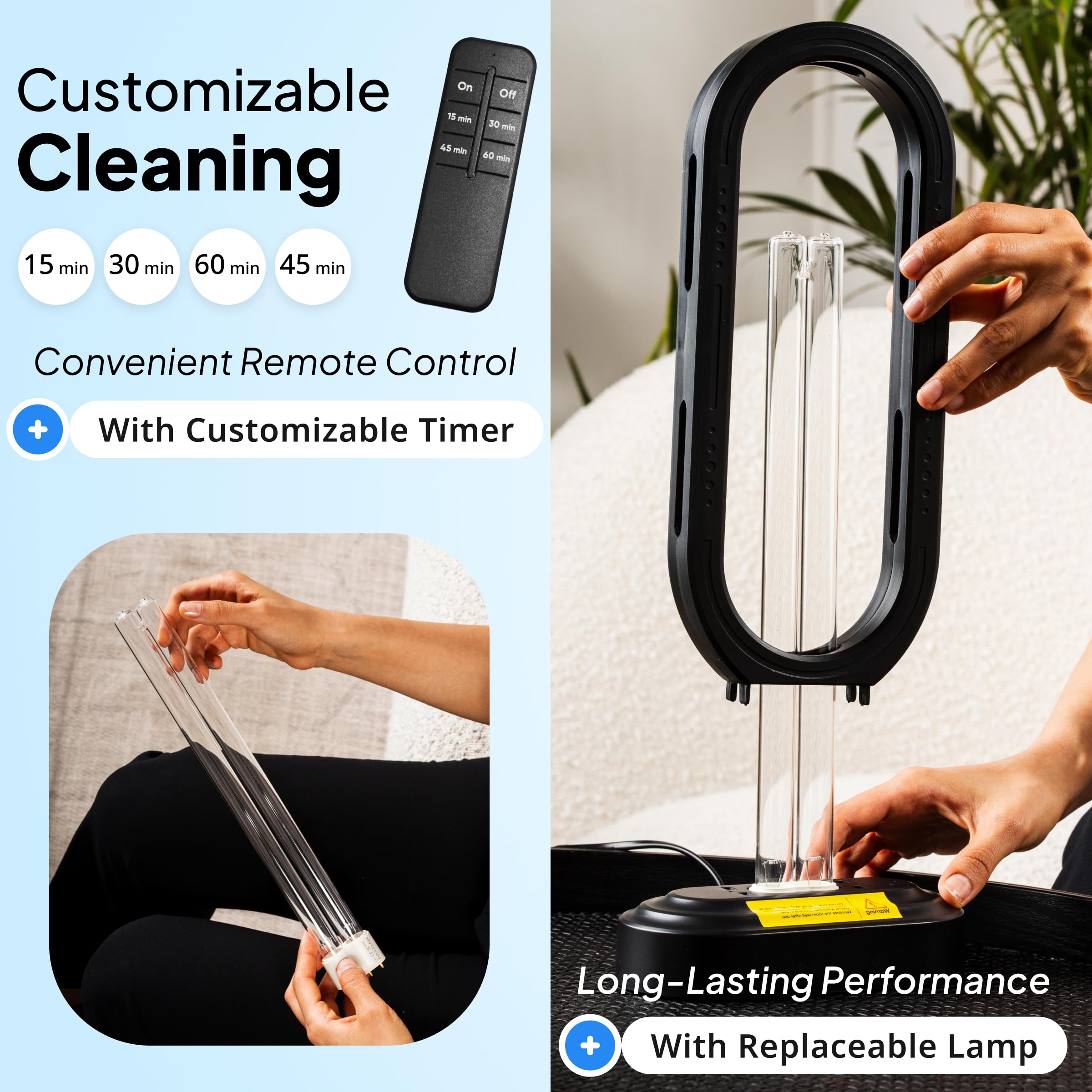 Swissklip Swissker HaloUV, Mold Remover, Home Disinfection Device, Dust Mites Remover, UV Light Sanitizer, Ultraviolet Sanitizer for Home, Room & Kitchen, Ultraviolet Light with 4 Speed Timings