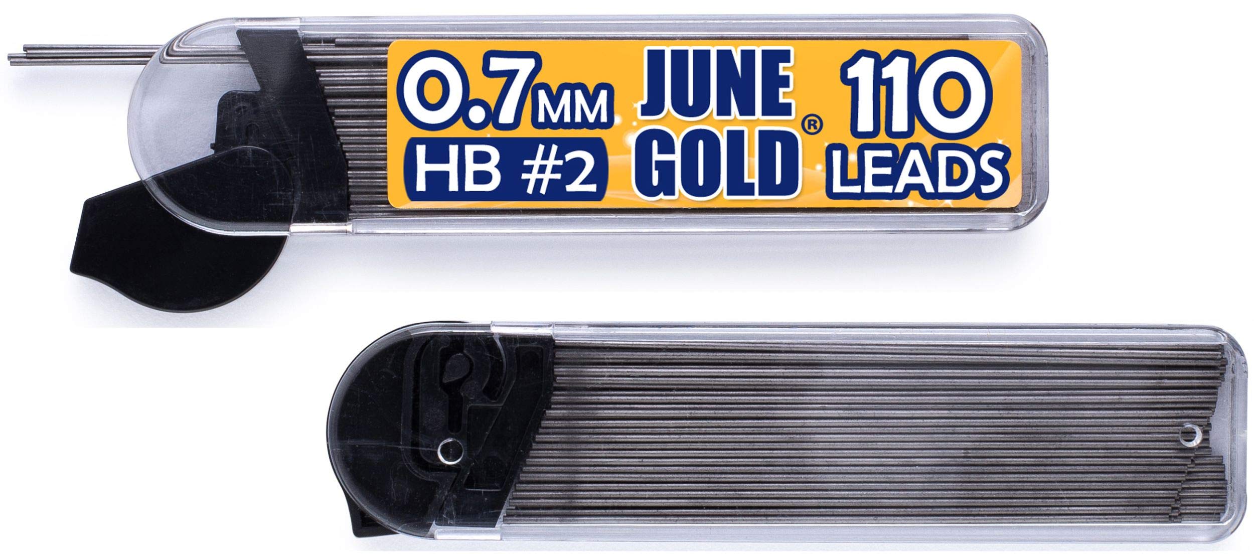 June Gold 72 Mechanical Pencils, 0.7 mm HB #2 Lead, 2 Lead Dispensers/w 220 Refills & 16 Erasers, Break Resistant Lead, Convenient Side Click & Soft Non-Slip Grip