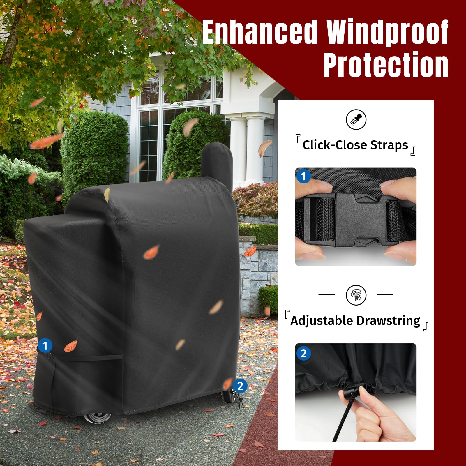 SHINESTAR Grill Cover for Traeger Pro 22 & 575 Series, Waterproof Smoker Grill Cover Compatible with Traeger Lil Tex Elite, Eastwood & Z Grills 550B, Double Straps, Adjustable Drawstring