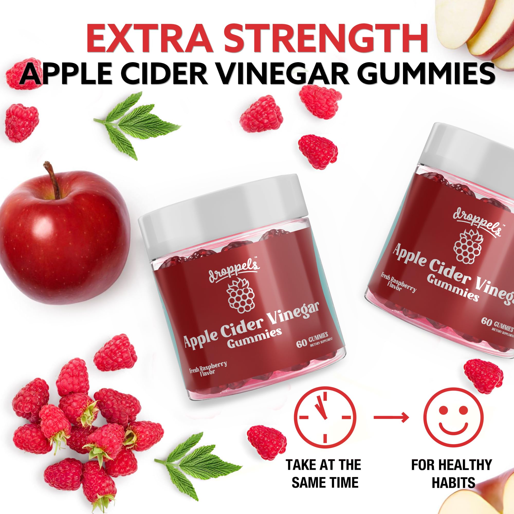 Droppels Apple Cider Vinegar Gummies 1000mg with Beet Root & Pomegranate