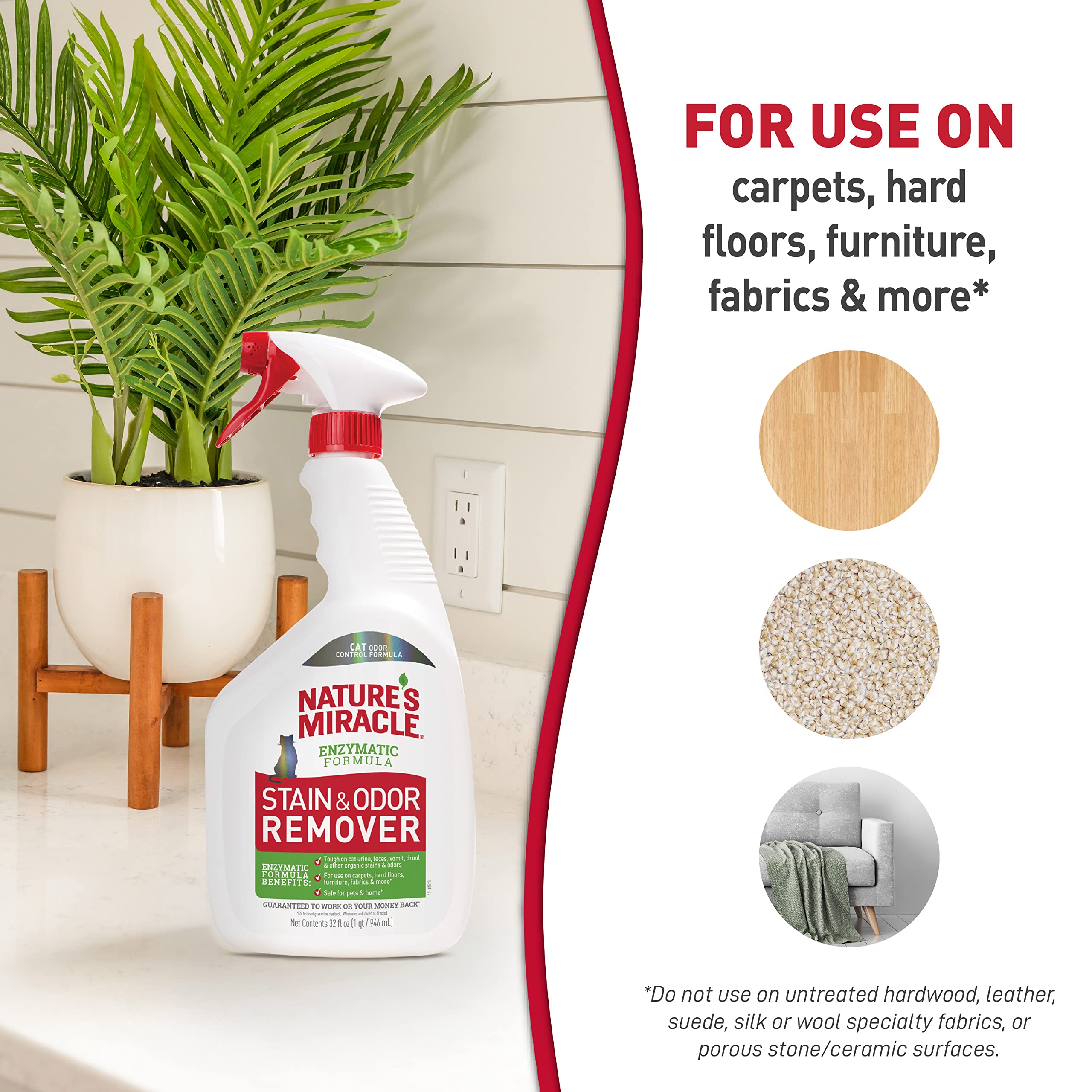 Nature’s Miracle Cat Stain and Odor Remover With New Odor Control Formula 32 Ounce Spray