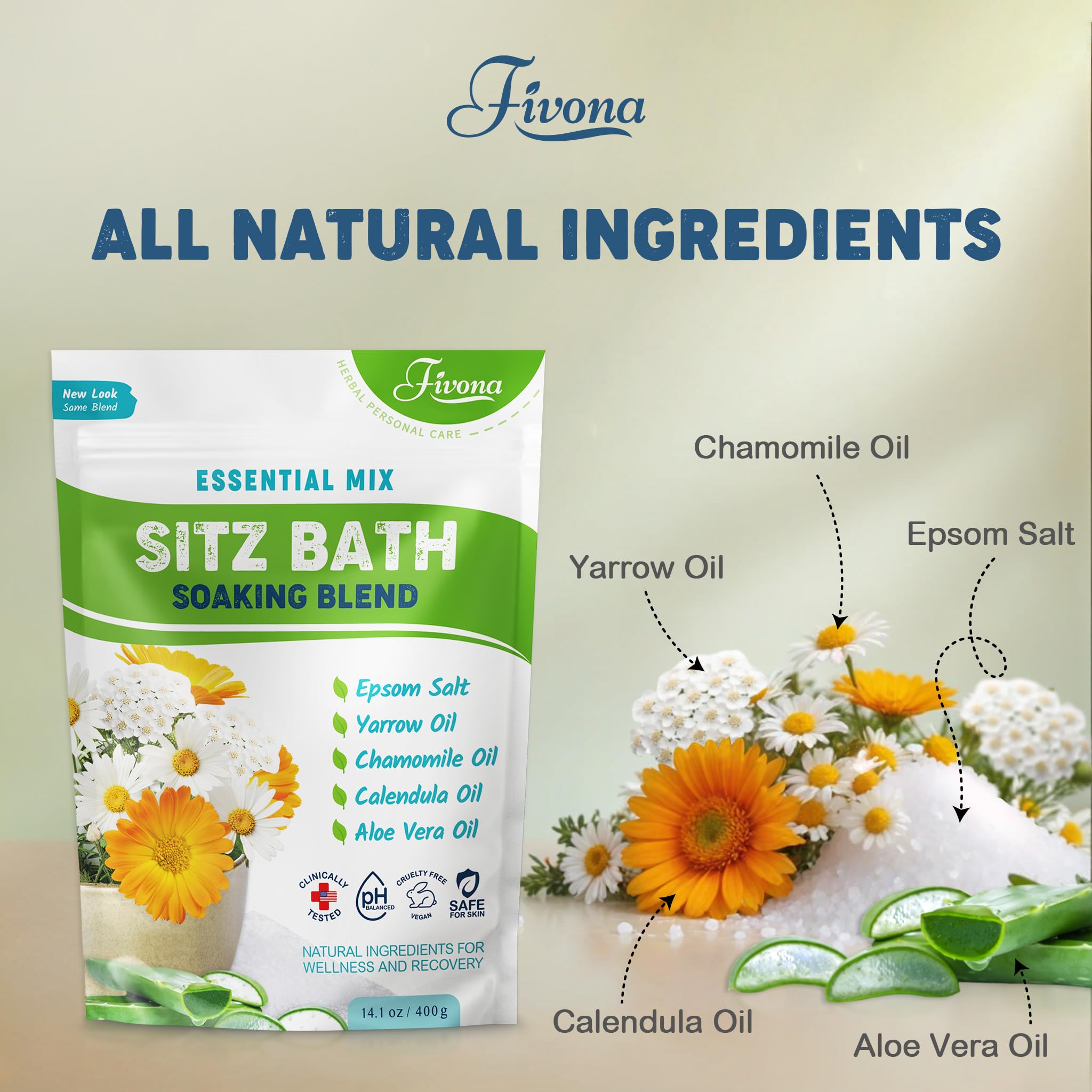 Hemorrhoid Treatment Sitz Bath Salt Natural Soaking Blend - Epsom Salt with Pure Essentials Oils for Fissure, Postpartum Care, Bartholin Cyst Treatment - Essential Mix for Self Care - 1 Pack - 14.1 oz