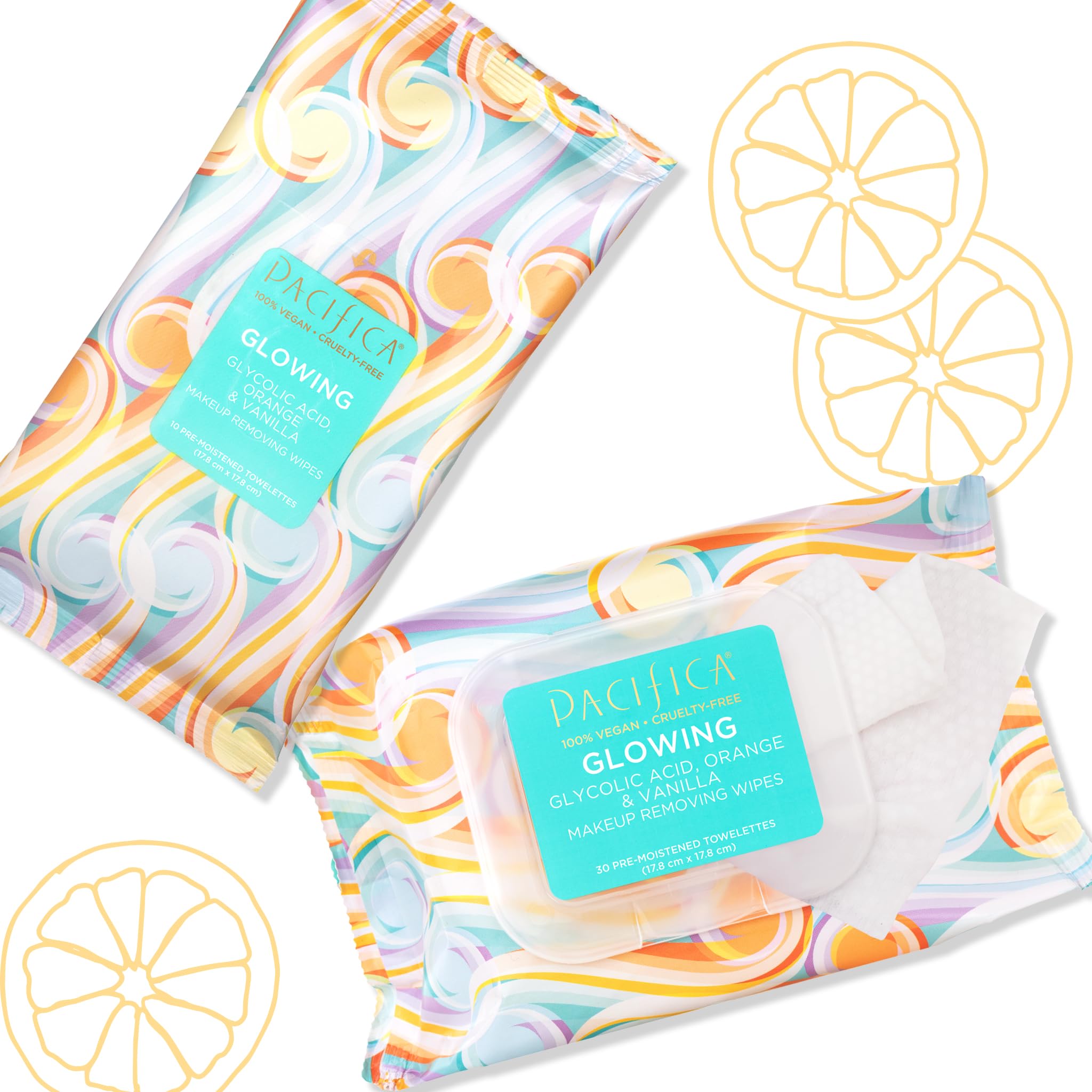 Pacifica Makeup Remover Face Wipes - Daily Facial Cleansing & Exfoliating Towelettes - Biodegradable - Organic - w/ Gycolic Acid - Clean Beauty Vegan & Cruelty-Free Dermatologist Tested 30 Count