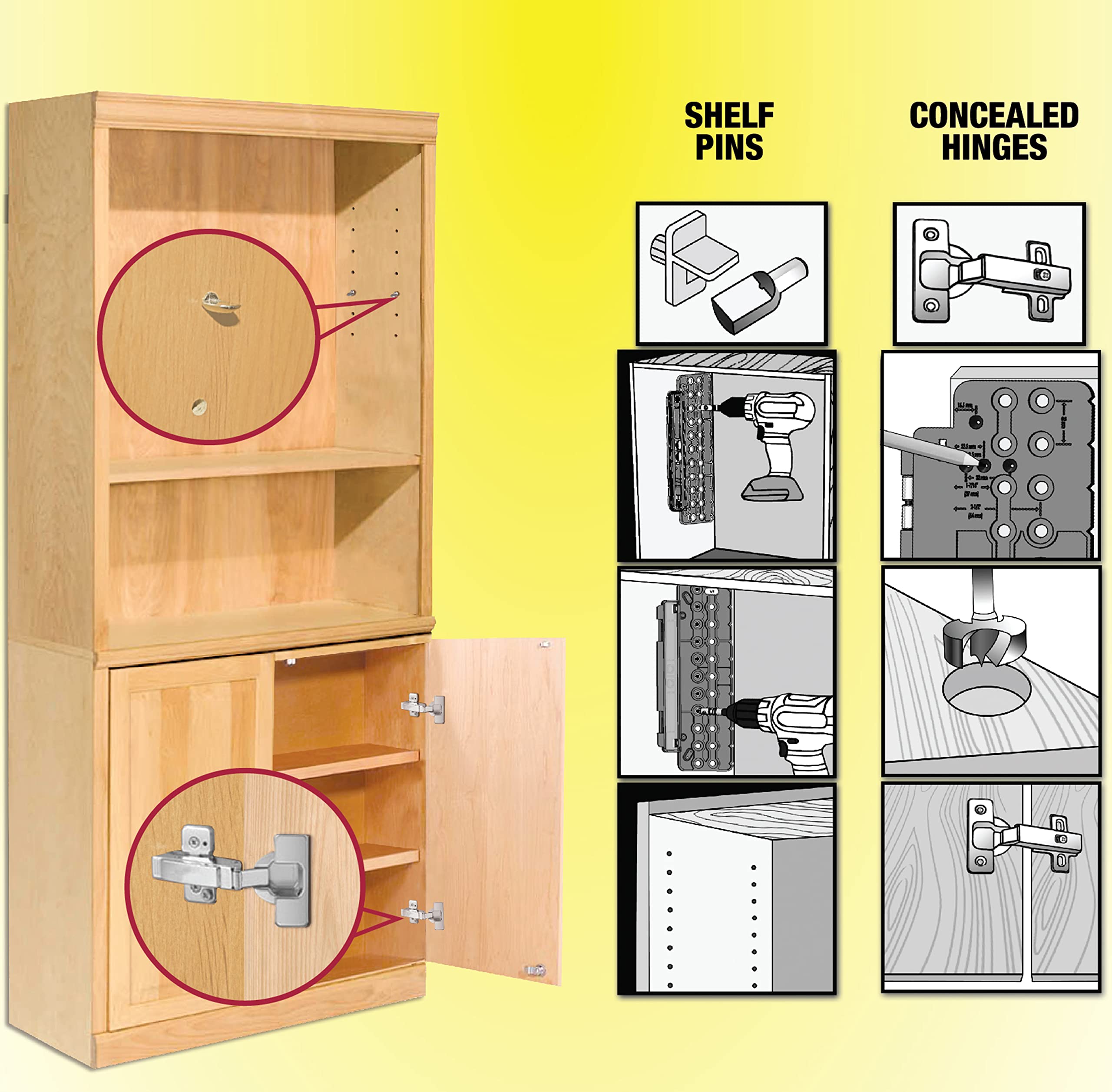 Milescraft 1316 Cabinet Mate Shelf Pin Jig - Shelf Pin Drilling Jig to Create Holes for Wobble Free Shelves. Cabinet Hardware Jig / Drill Guide for Straight Holes
