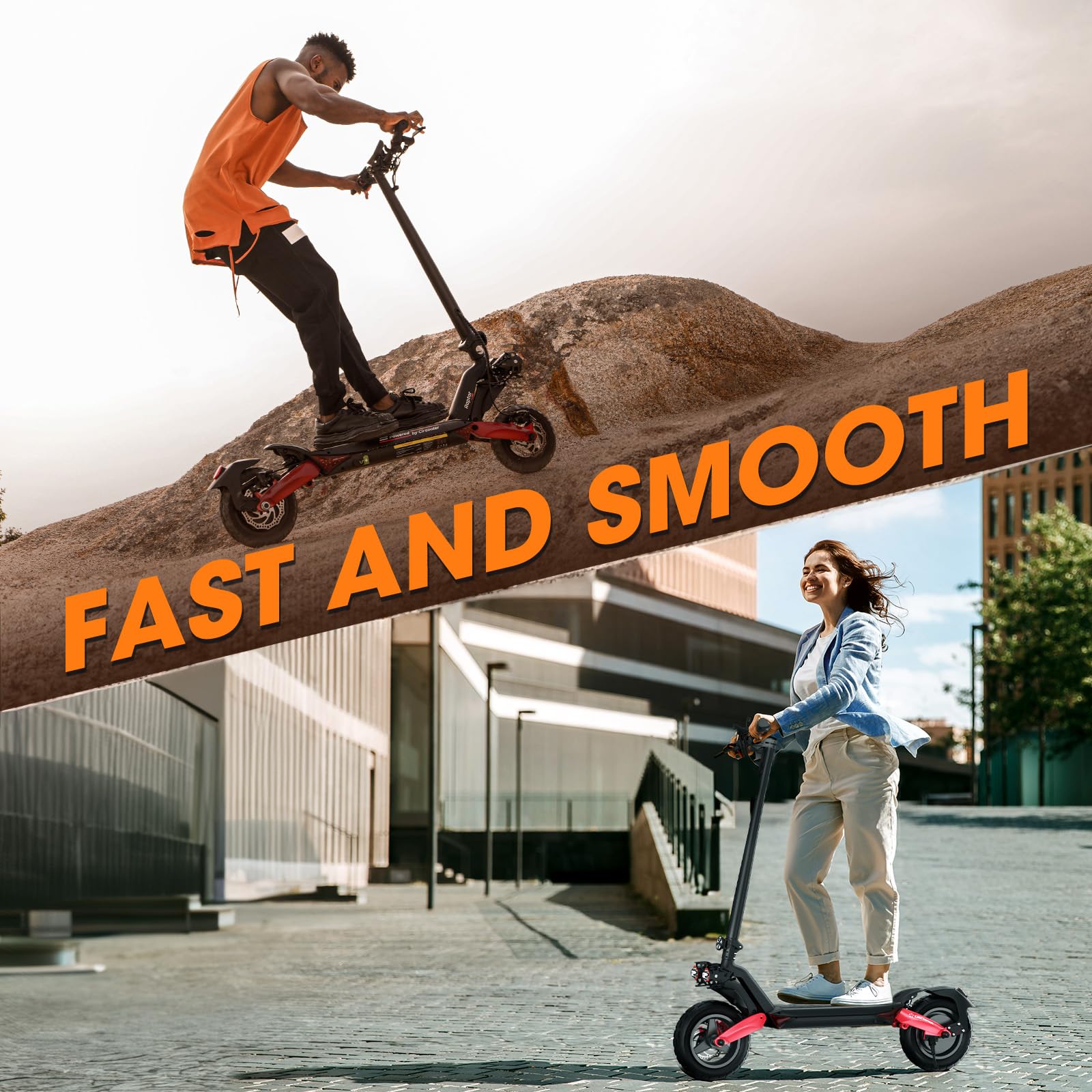 Circooter Raptor Electric Scooter Adult with Smart APP, 800W Motor, 28 Mph Top Speed, 25 Miles Range, 10 inches All Terrain Tires Off Road E Scooter, Dual Charger Ports & Storage Bag - Raptor