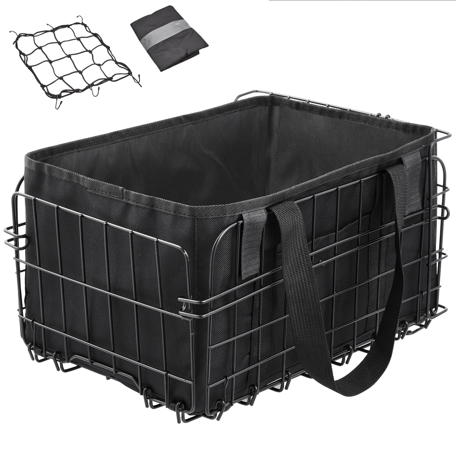 Zacro Bike Basket Front/Rear, Folding Bicycle Basket with Removable Liner Bag, Large Quick Release Design Metal Ebike Basket for Adult Women/Men Carrying Dogs, Pets, Fruit & Grocery