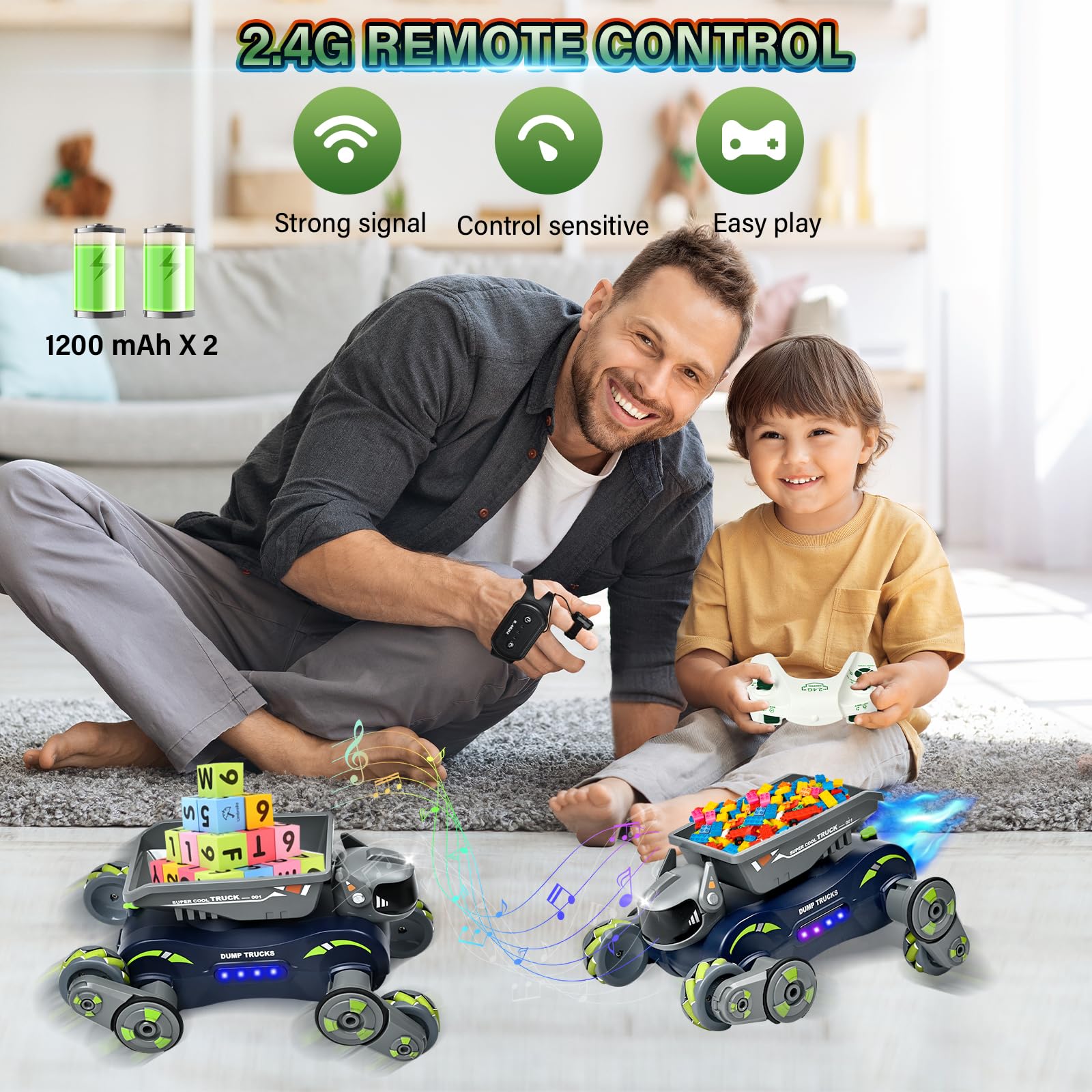 Robot Dog Toys for Boys Girls, Remote Control Car for Kids Ages 5-7, Rechargeable RC Car Stunt Kids Toys with Light Music Gesture Sensing RC Trucks Robot Toys for 8-12 Boys Girls Birthday Gift Green