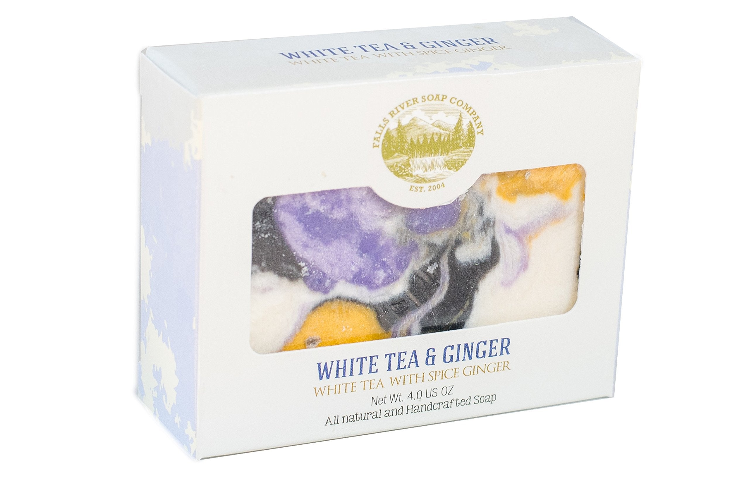 White Tea and Ginger Soap (4Oz) - Handmade Soap Bar with Essential Oils- Organic and All-Natural – by Falls River Soap Company