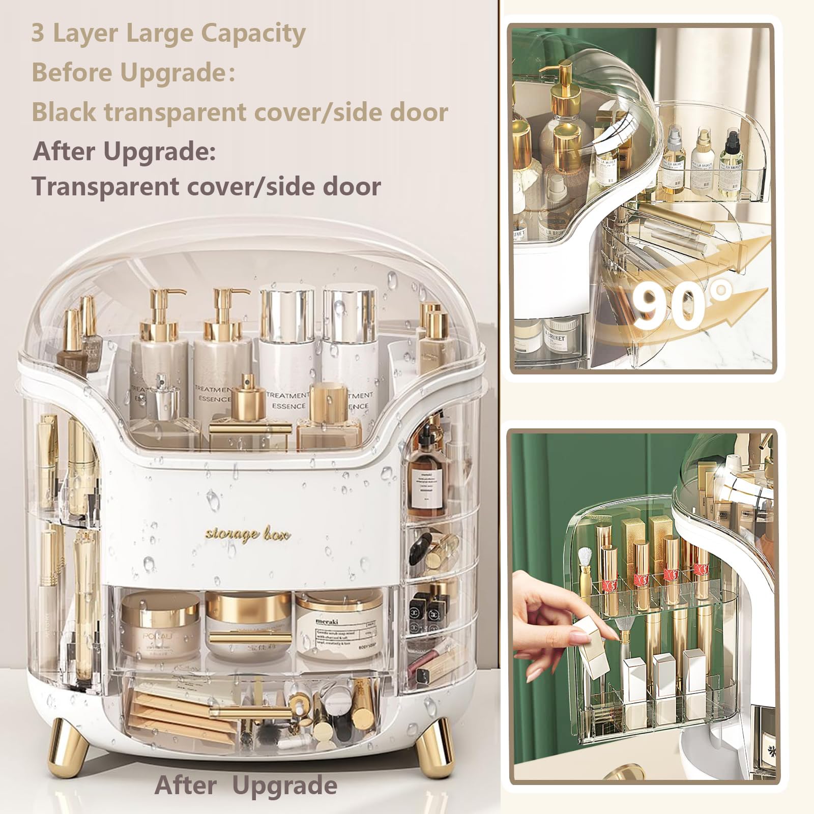 Omeily 【Upgrade Large Makeup Organizer Countertop Cosmetic Organizer Makeup Storage Organizer Skincare Organizers Bathroom Counter Makeup Organizer for Vanity Organizer Clear Design Easy Visibility