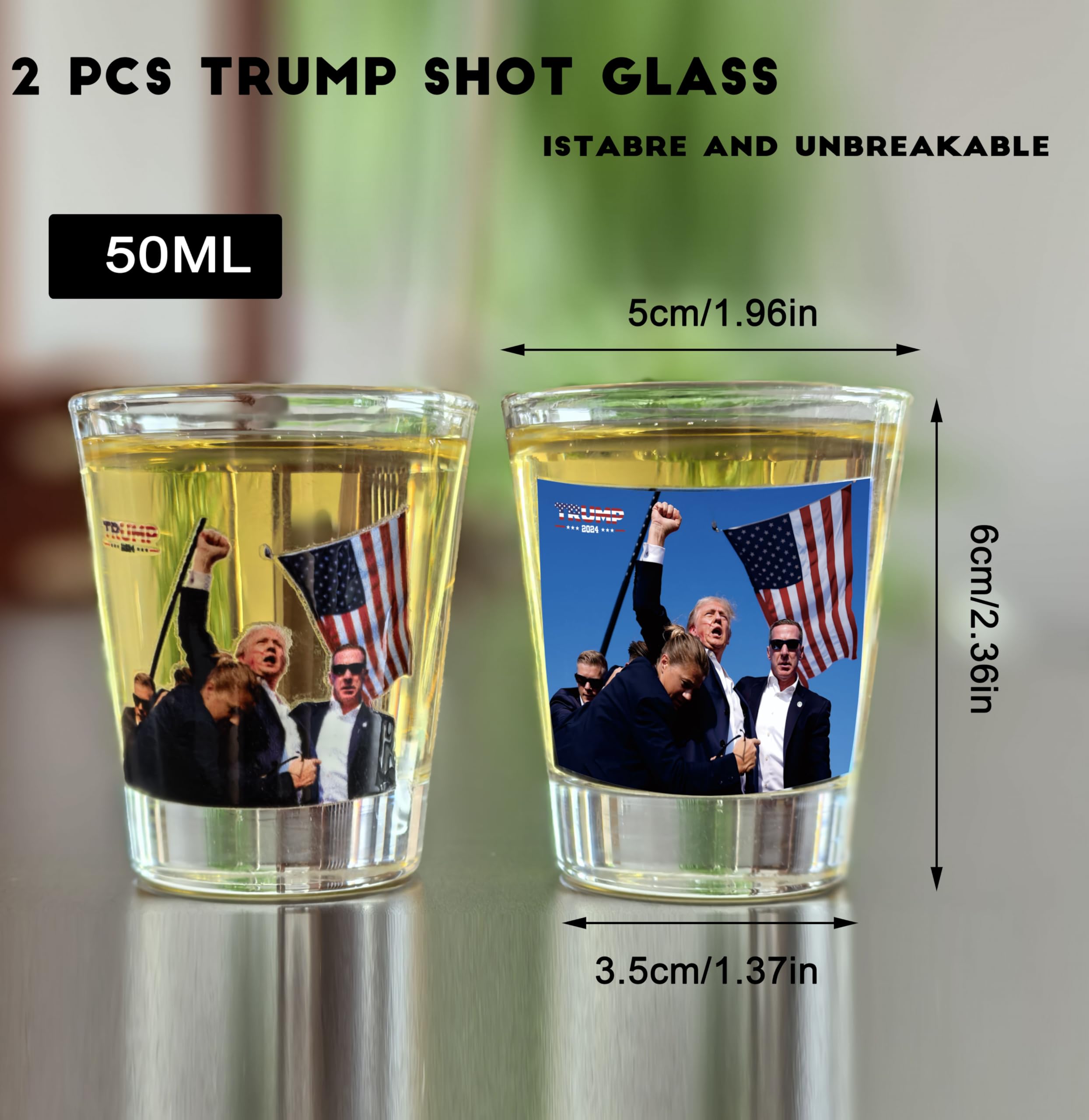 Mr.Ma Rich 2 Pack Trump Shot Glass, Take a Shot for Trump Shot Glasses Set, Donald Trump Shot Glasses, Trump Glassware, Trump Shot, Trump Assassination Fist Pump Fight You Shot Glass (2oz)