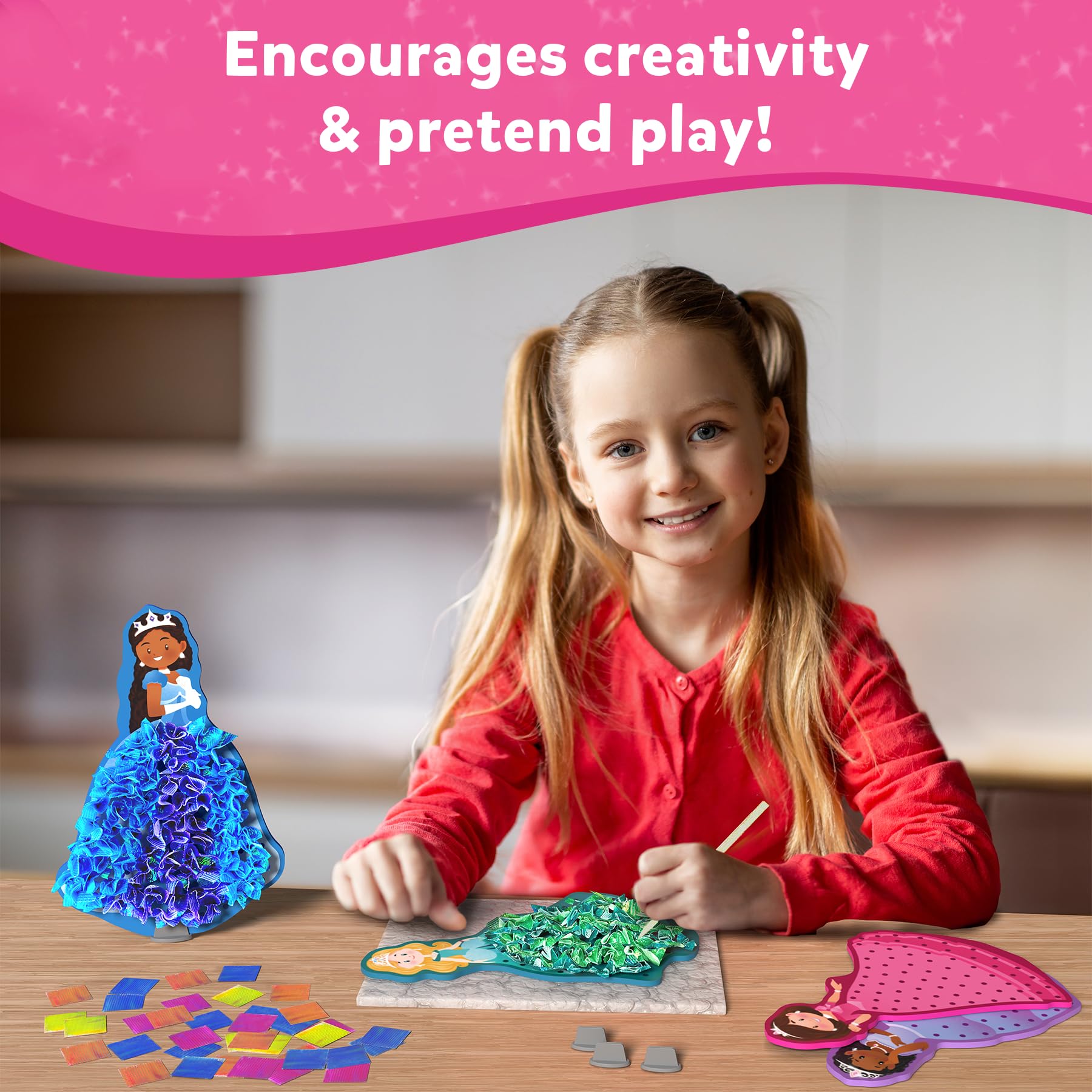 Skillmatics Art & Craft Activity - Poke-in Art Magical Princesses, Mess-Free Art for Kids, Craft Kits, DIY Activity, Gifts for Girls & Boys Ages 4, 5, 6, 7, 8, 9