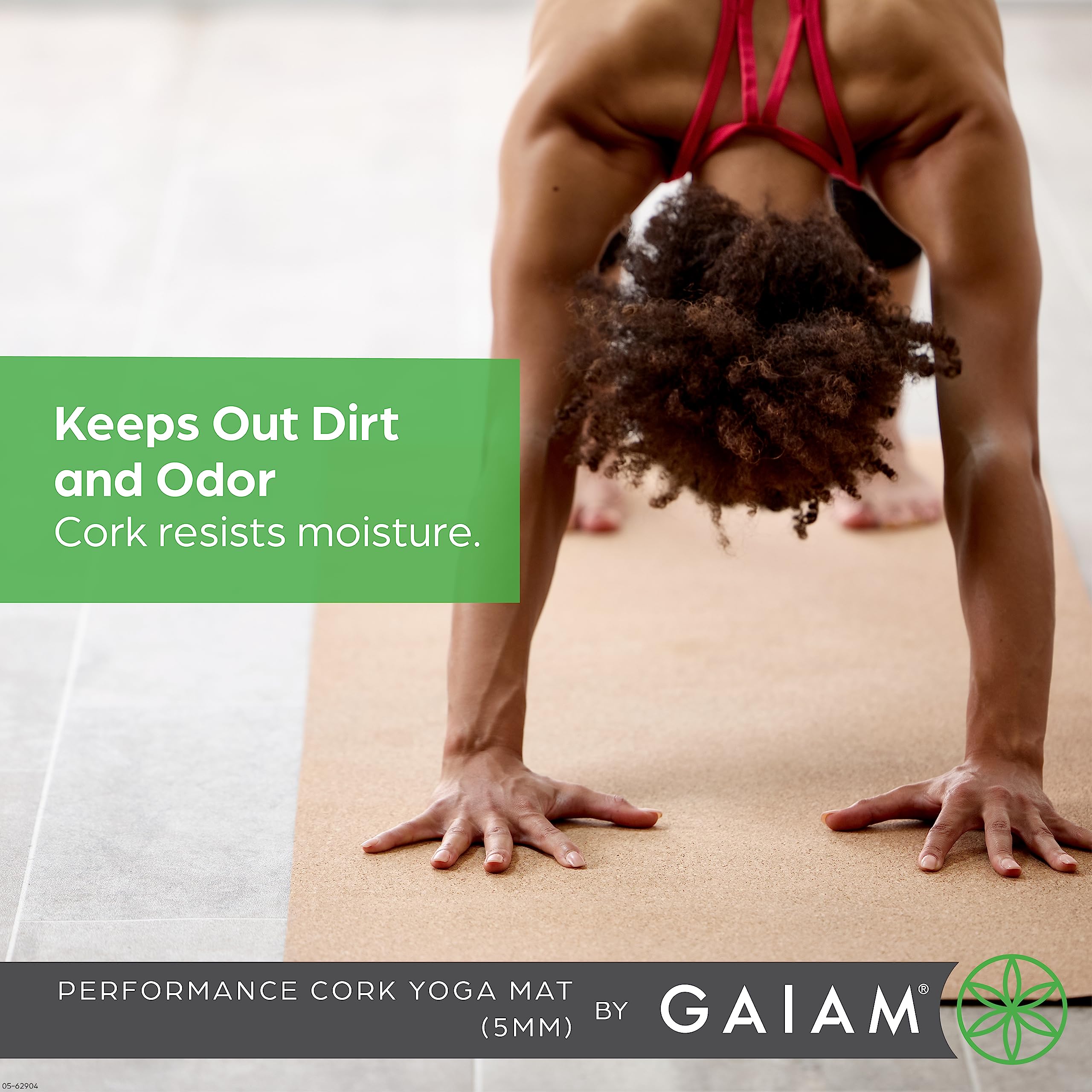 Gaiam Cork Yoga Exercise Mat | Natural Sustainable Cork Resists Sweat and Odors | Non-Slip TPE Backing Prevents Slipping| Great for Hot Yoga, Pilates, Fitness Working Out (68" x 24"x 5mm Thick)