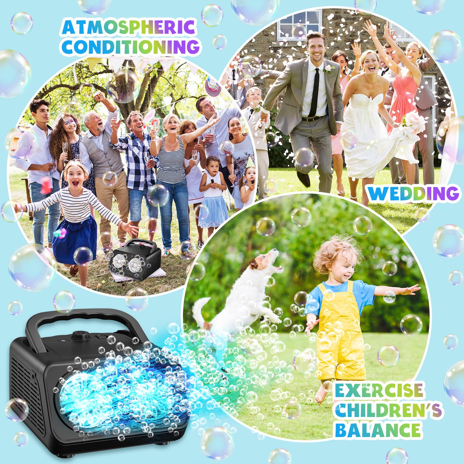 Upgraded Bubble Machine, for Kids Age 3+ Gifts | 18000+ Big Bubbles Per Minute, with 2 Speed, Plug-in or Battery Powered, for Indoor Outdoor Birthday, Wedding, Parties