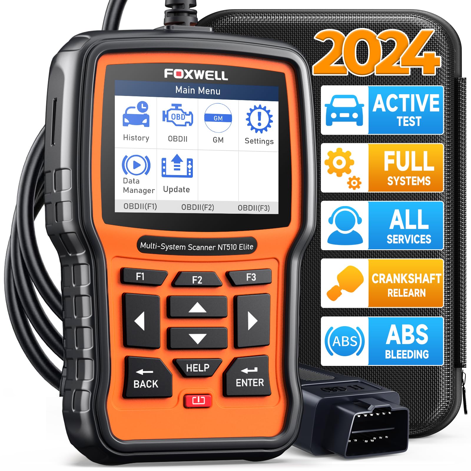 FOXWELL NT510 Elite fit for GM OBD2 Diagnostic Scanner All System Code Reader Scan Tool with Bi-directional Active Test All Service Reset Oil EPB TPMS SAS TPS Battery Registration Crankshaft Relearn