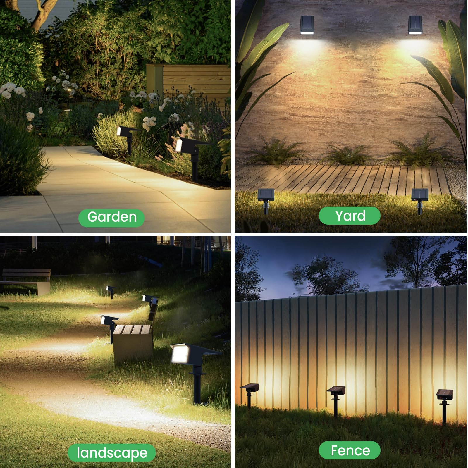 LOTMOS 12 Pack Solar Spot Lights Outdoor, [ 4 Modes/75 LED ] 2-in-1 Solar Landscape Lights, Auto On/Off Solar Spotlights Outdoor Waterproof Warm White Solar Powered for Driveway Yard Wall Garden Patio